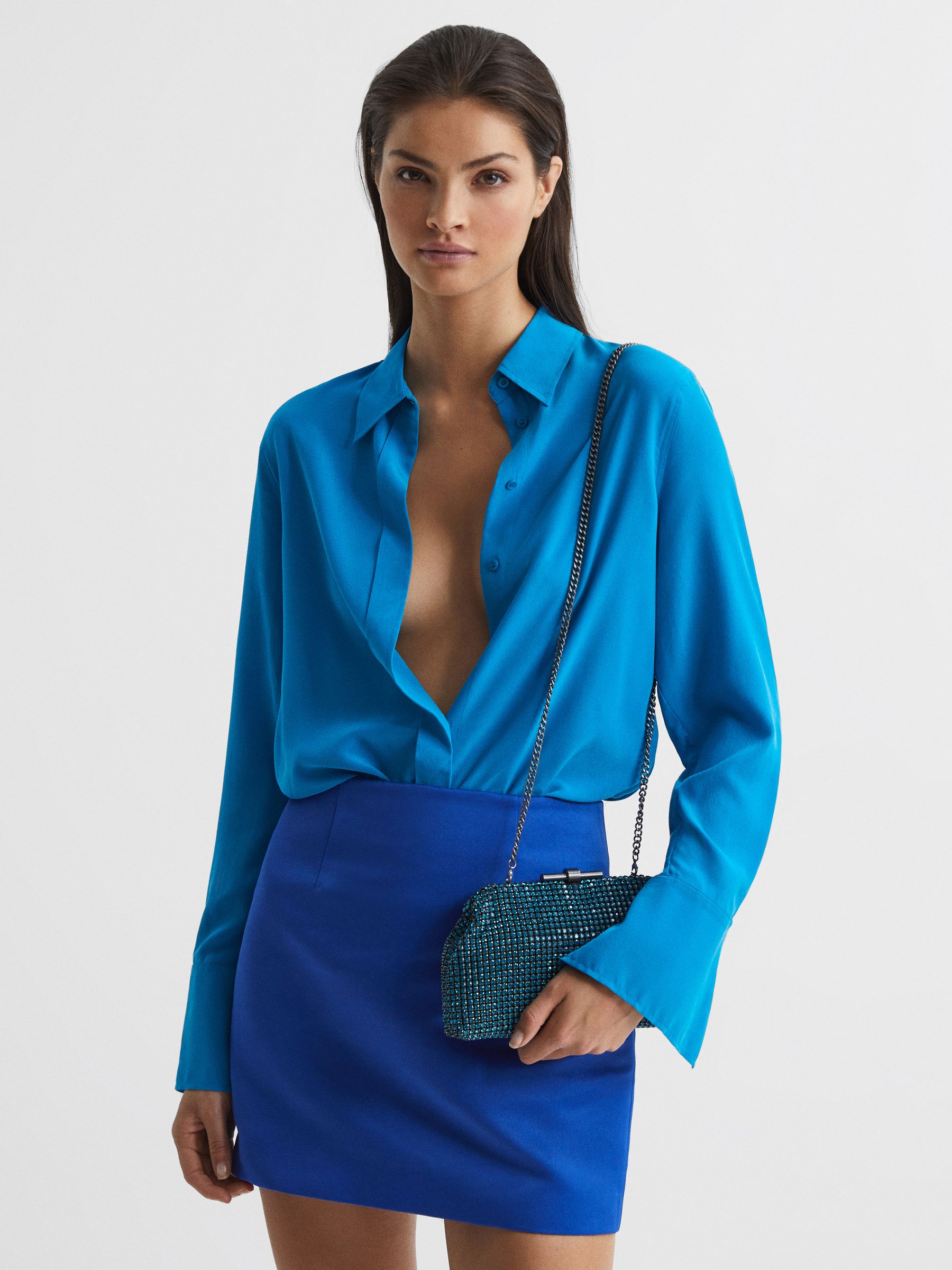 Embellished Clutch Bag in Teal - Image 3 of 7
