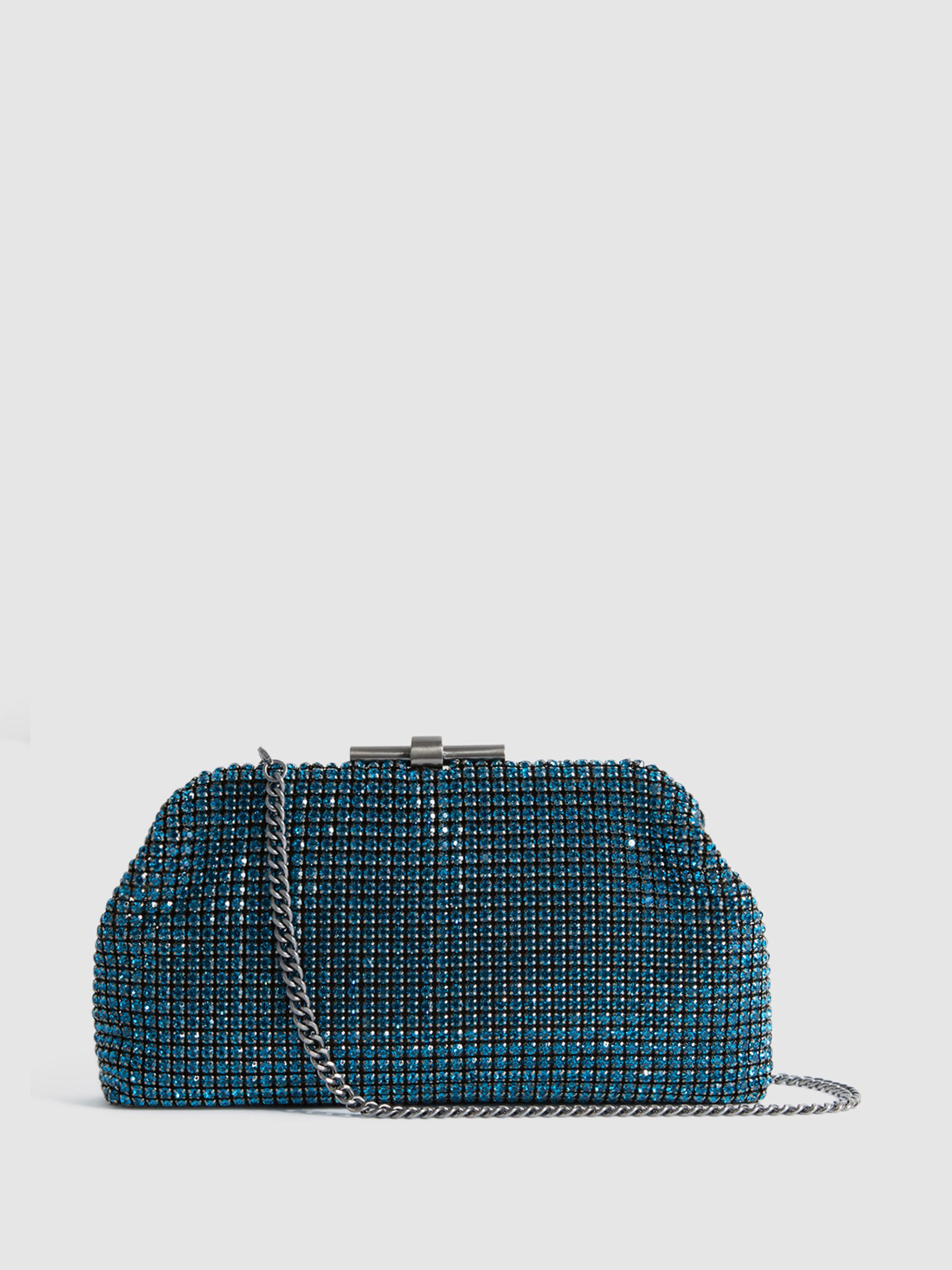 Embellished Clutch Bag in Teal - Image 4 of 7