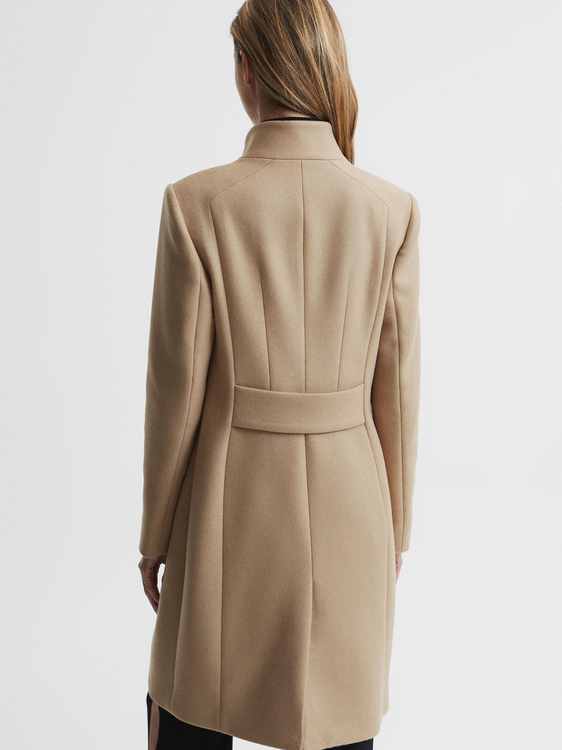 Wool Blend Mid-Length Coat in Camel - Image 5 of 10