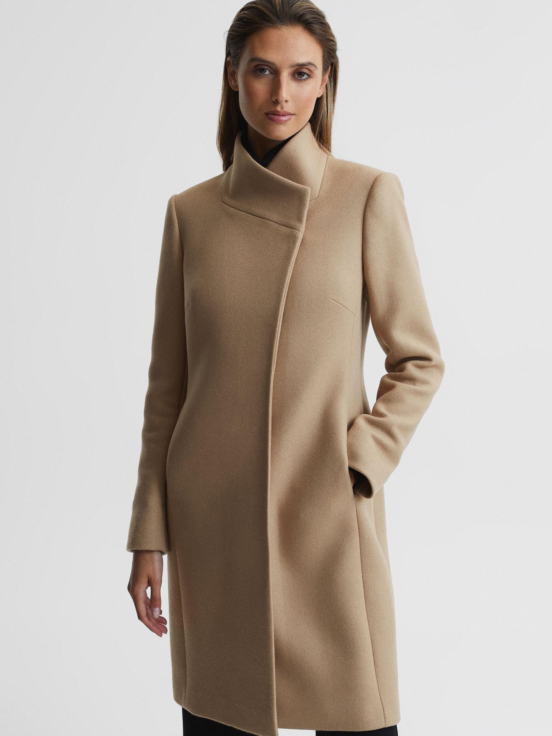 Wool Blend Mid-Length Coat in Camel - Image 8 of 10