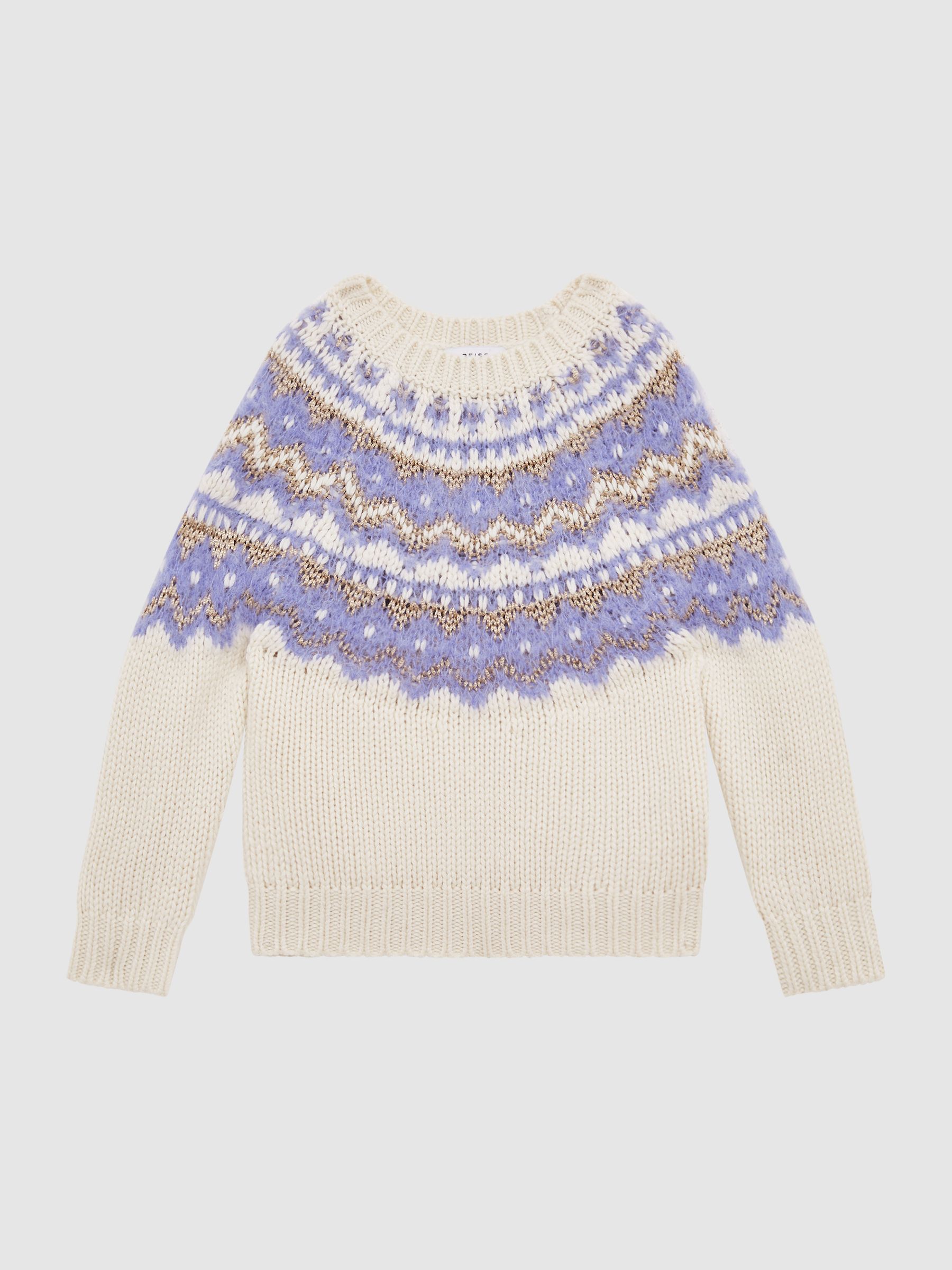 Junior Fairisle Pattern Knitted Jumper in Purple - Image 2 of 6