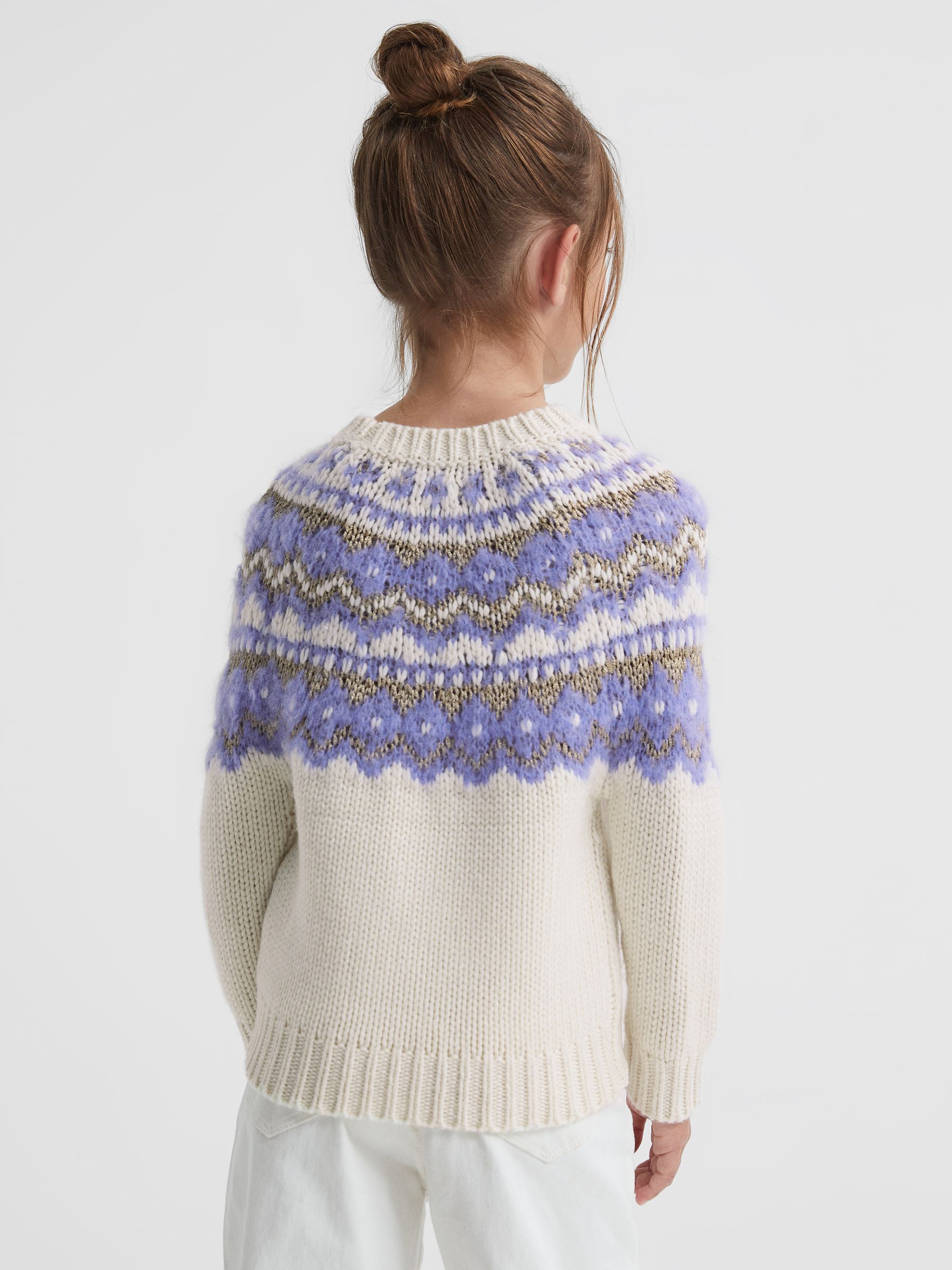 Junior Fairisle Pattern Knitted Jumper in Purple - Image 5 of 6