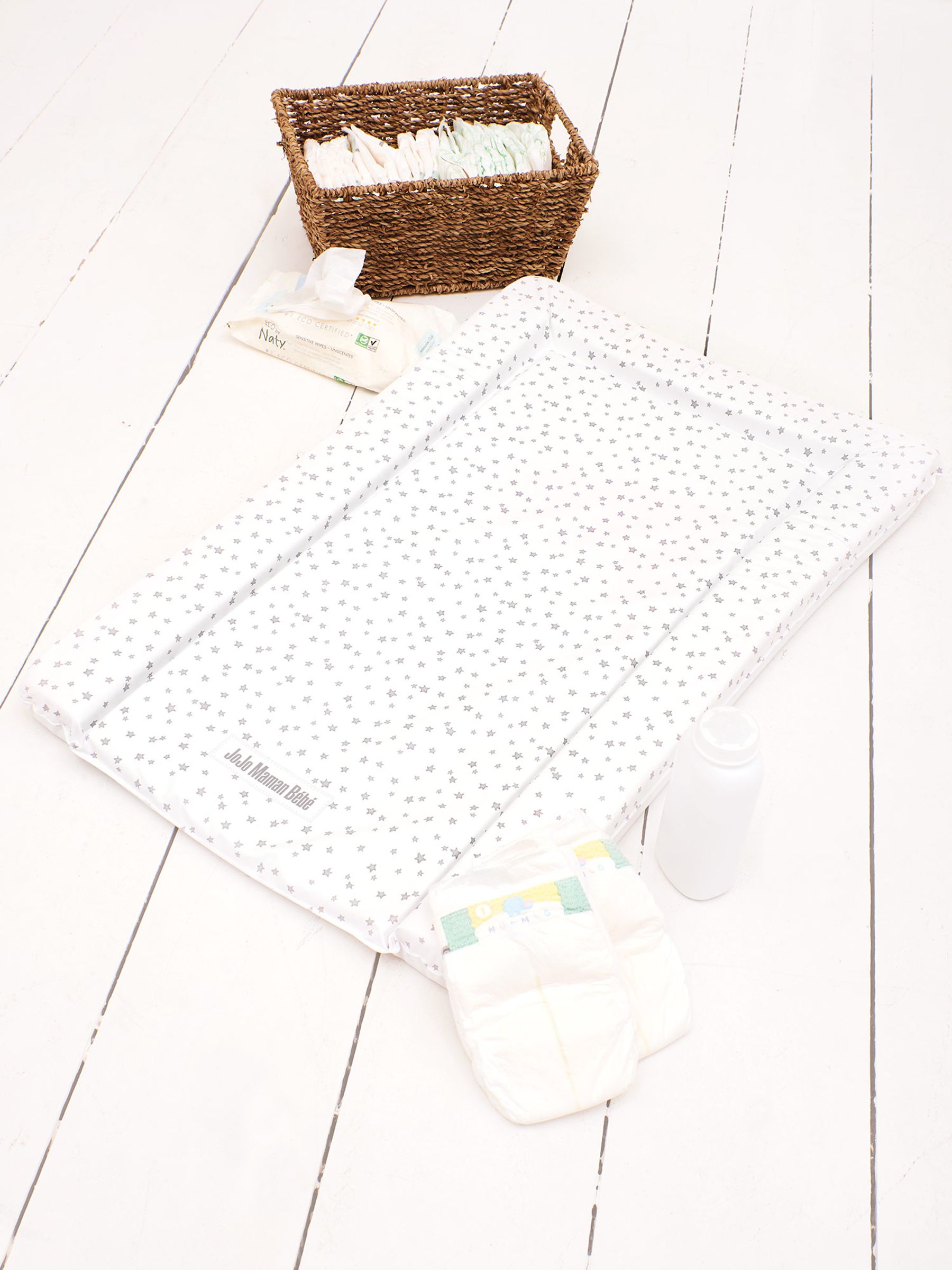 Grey Star Print Changing Mat in White - Image 2 of 2