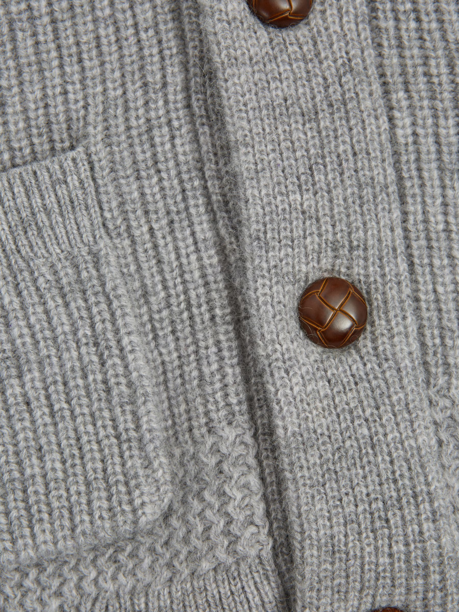 Junior Shawl Collar Cashmere Cardigan in Soft Grey Melange - Image 6 of 6