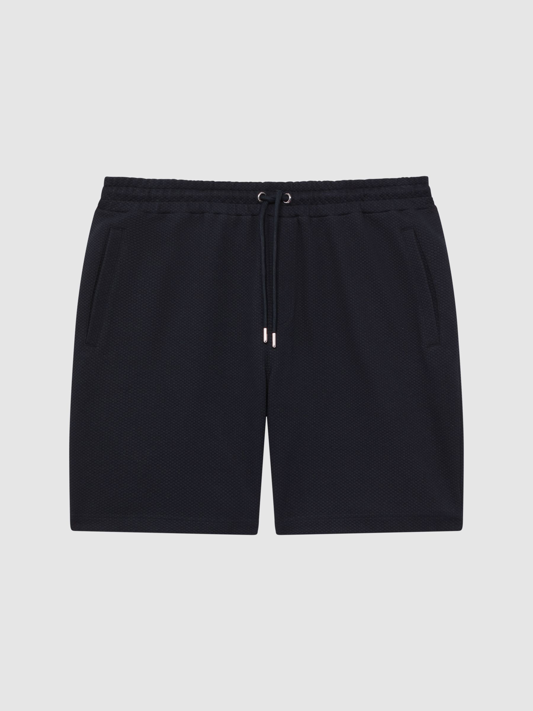Textured Drawstring Shorts in Navy - Image 2 of 6