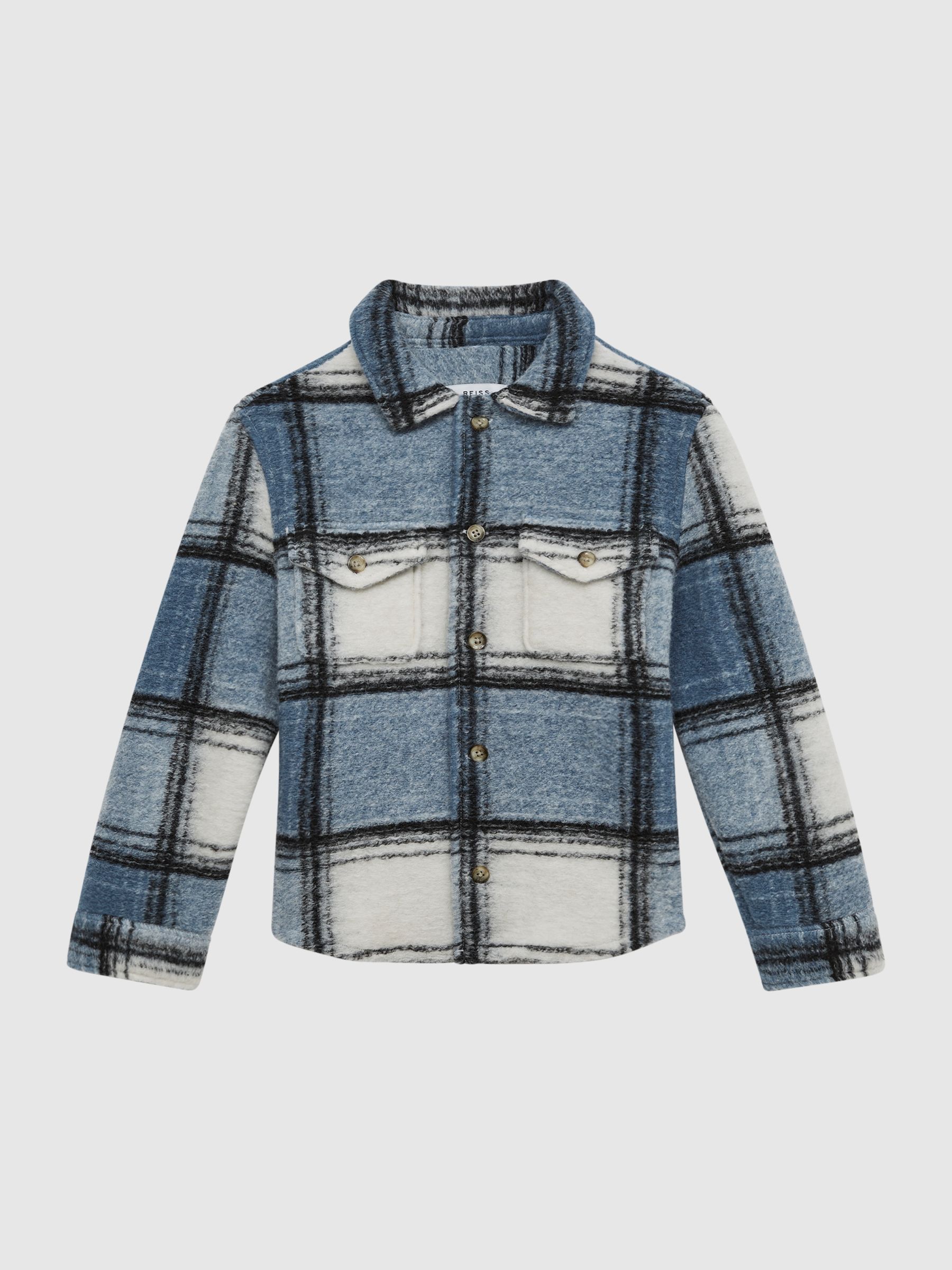 Senior Checked Overshirt in Blue - Image 2 of 5