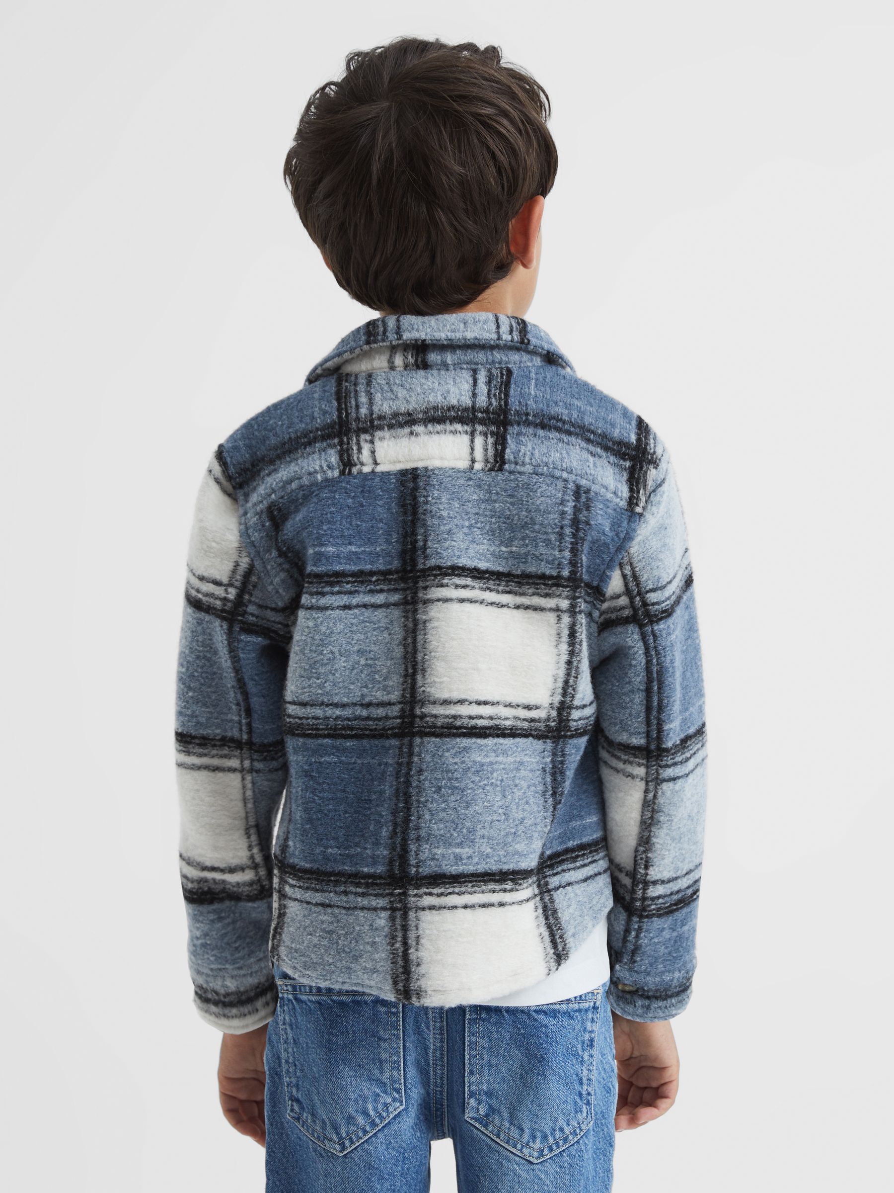 Senior Checked Overshirt in Blue - Image 4 of 5