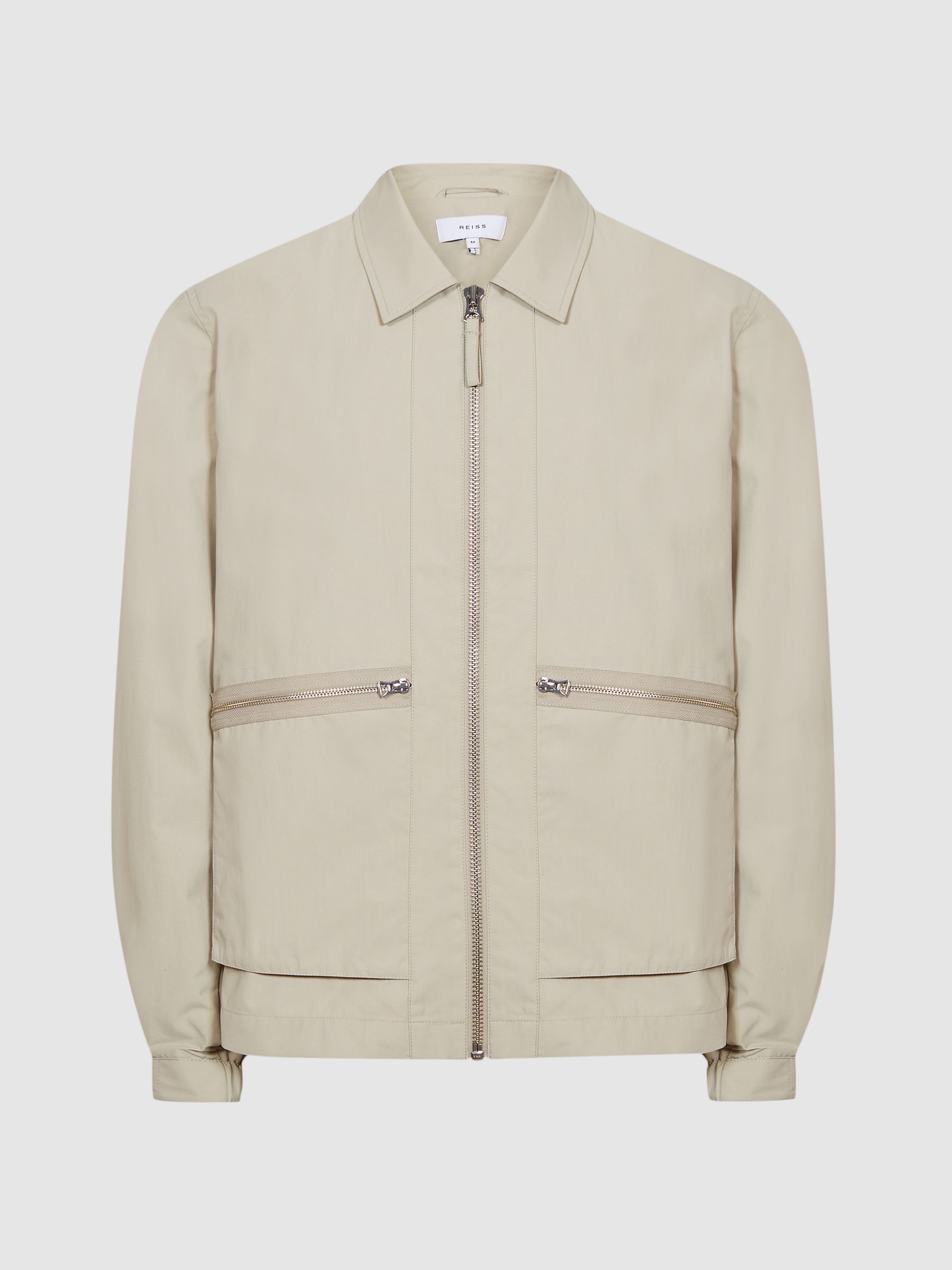 Textured Harrington Jacket in Sage - Image 2 of 7