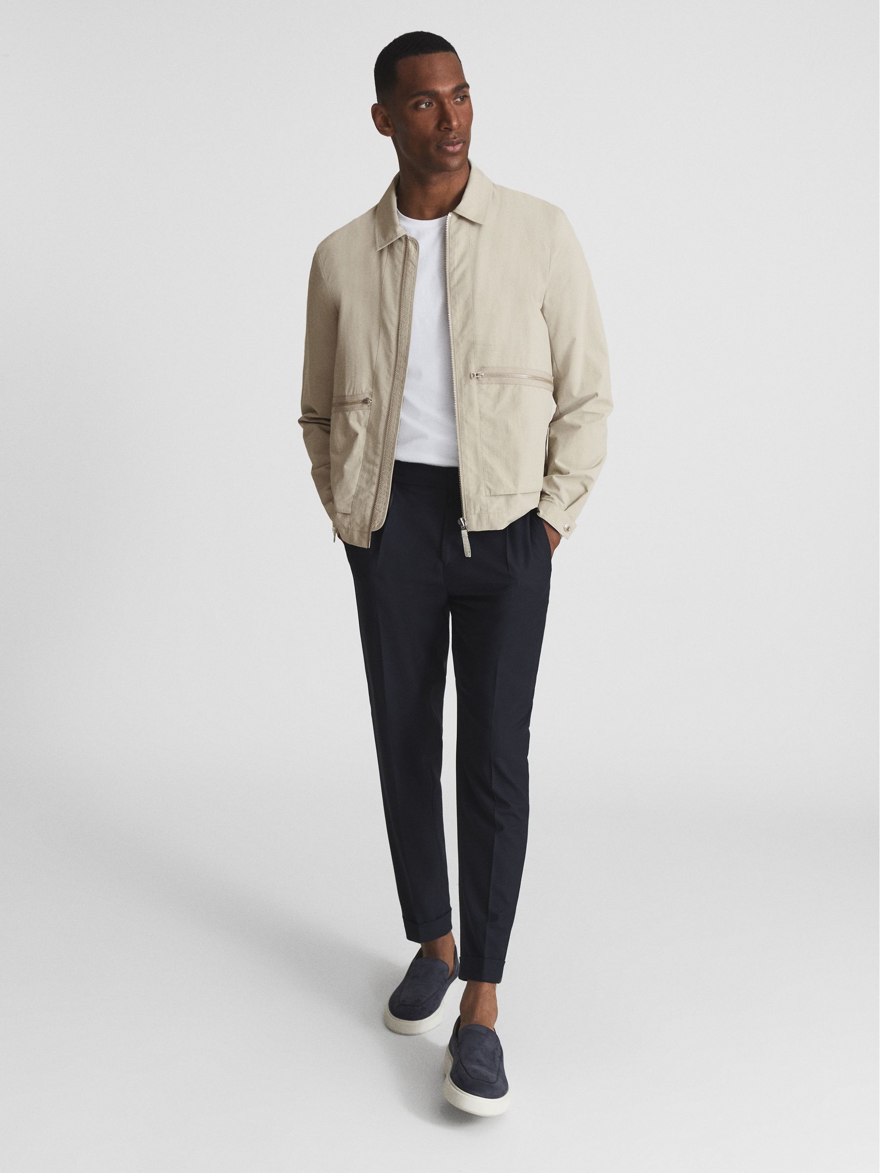 Textured Harrington Jacket in Sage - Image 3 of 7