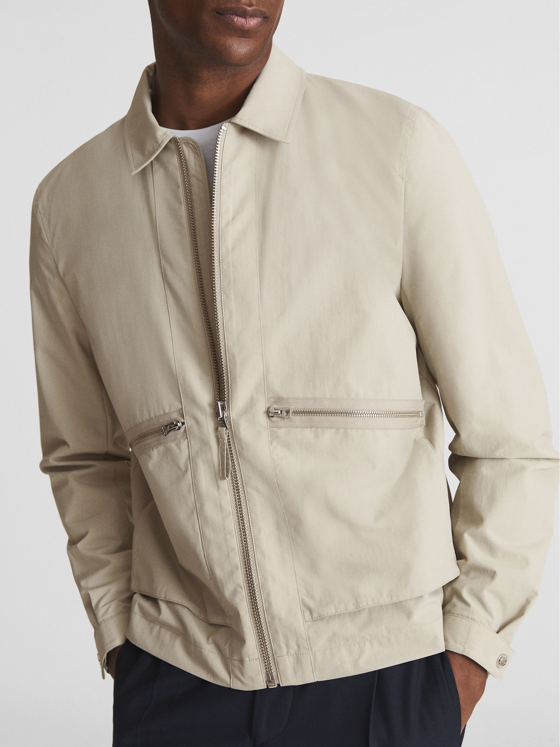 Textured Harrington Jacket in Sage - Image 4 of 7