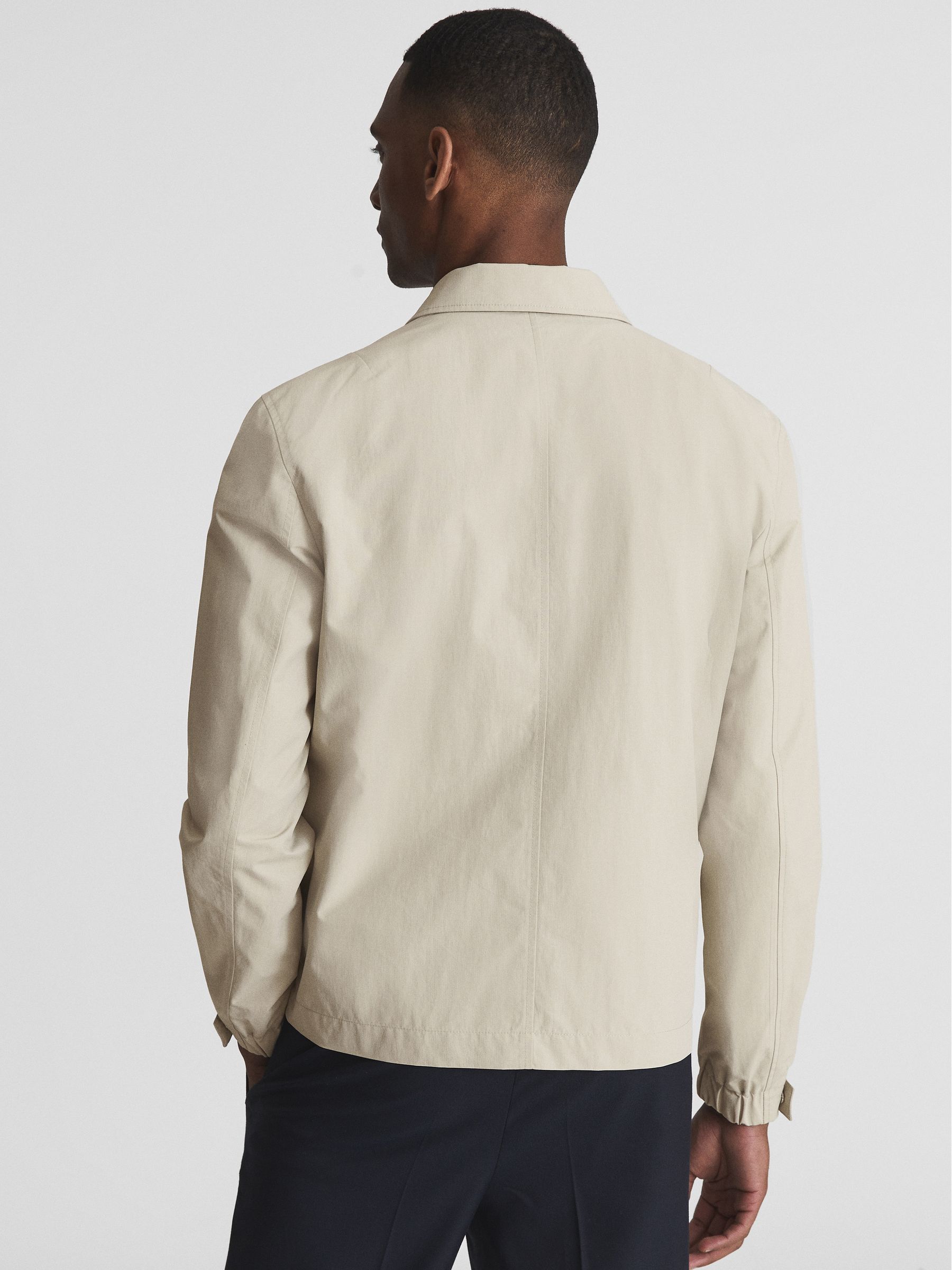 Textured Harrington Jacket in Sage - Image 5 of 7