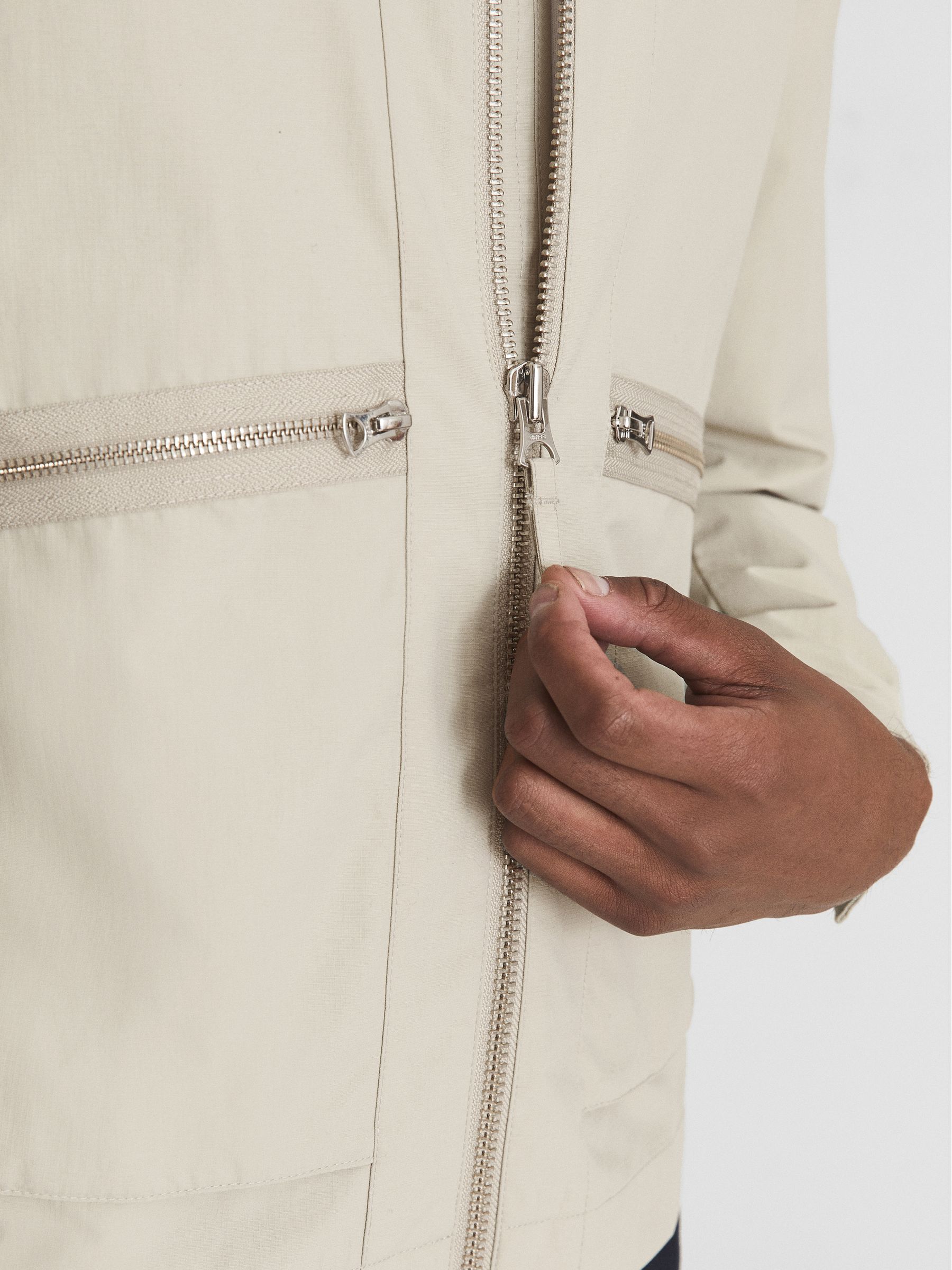 Textured Harrington Jacket in Sage - Image 7 of 7