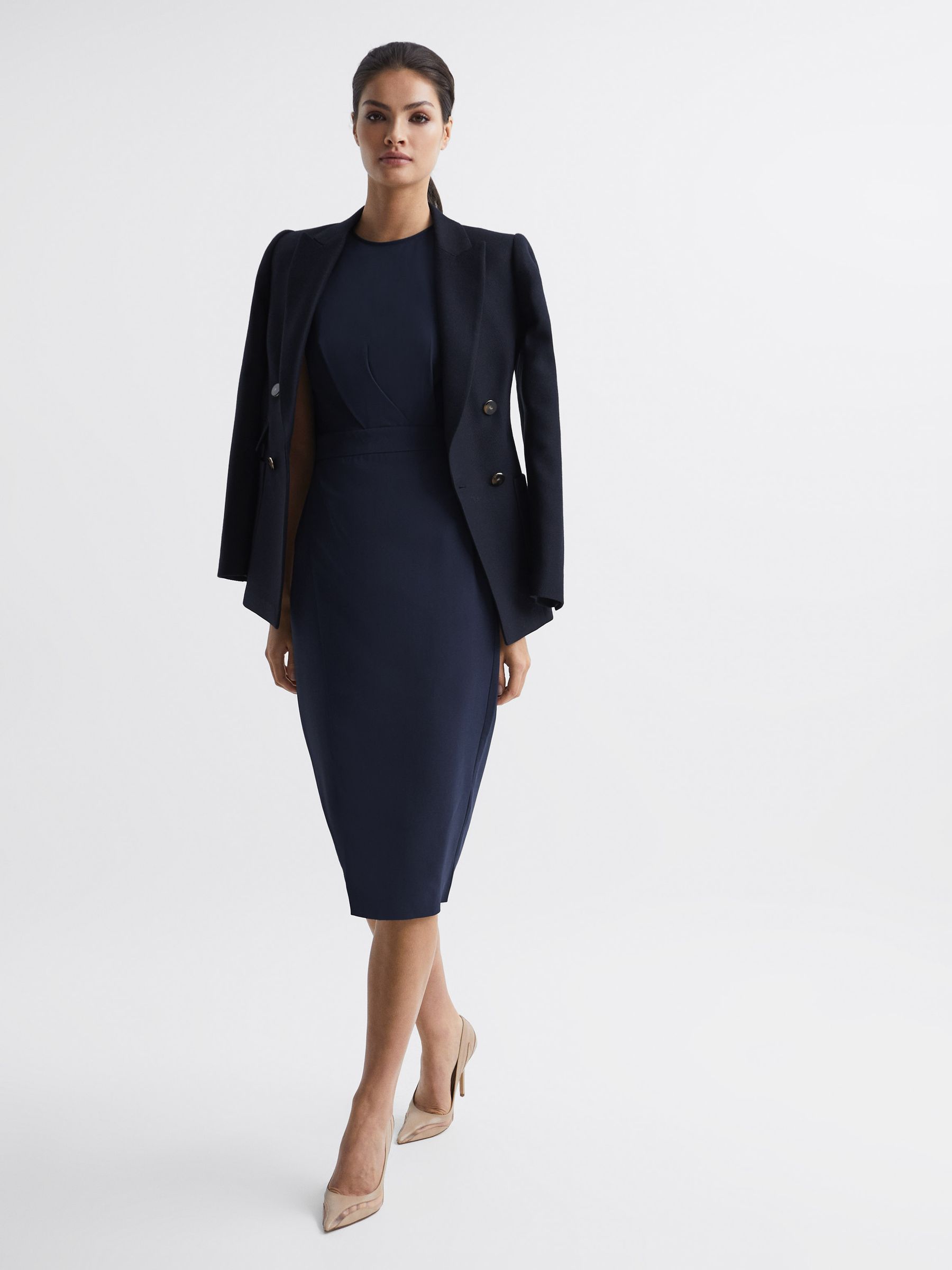 Sleeveless Bodycon Dress in Navy - Image 6 of 6