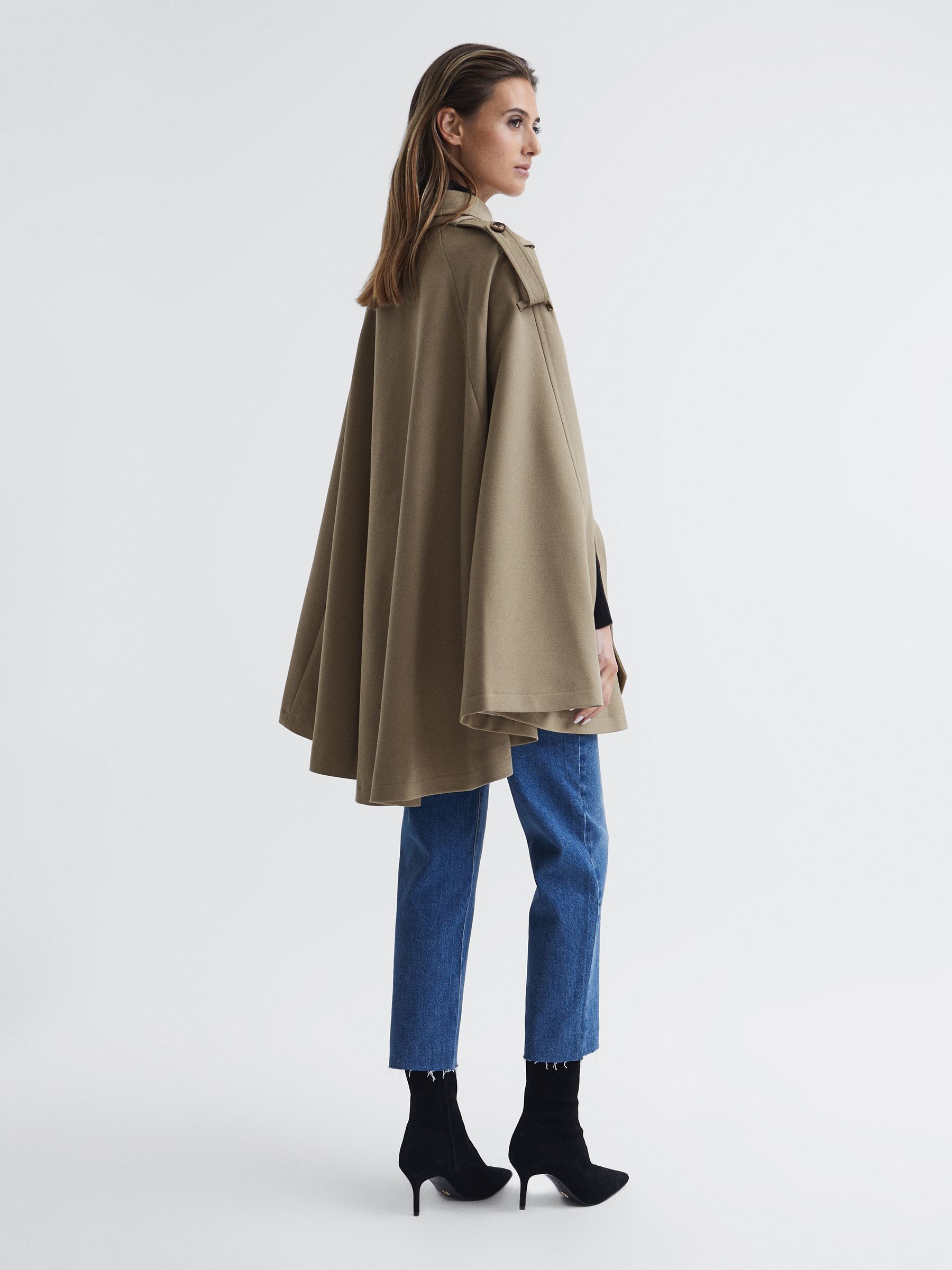 Trench Wool Blend Cape in Neutral - Image 5 of 6