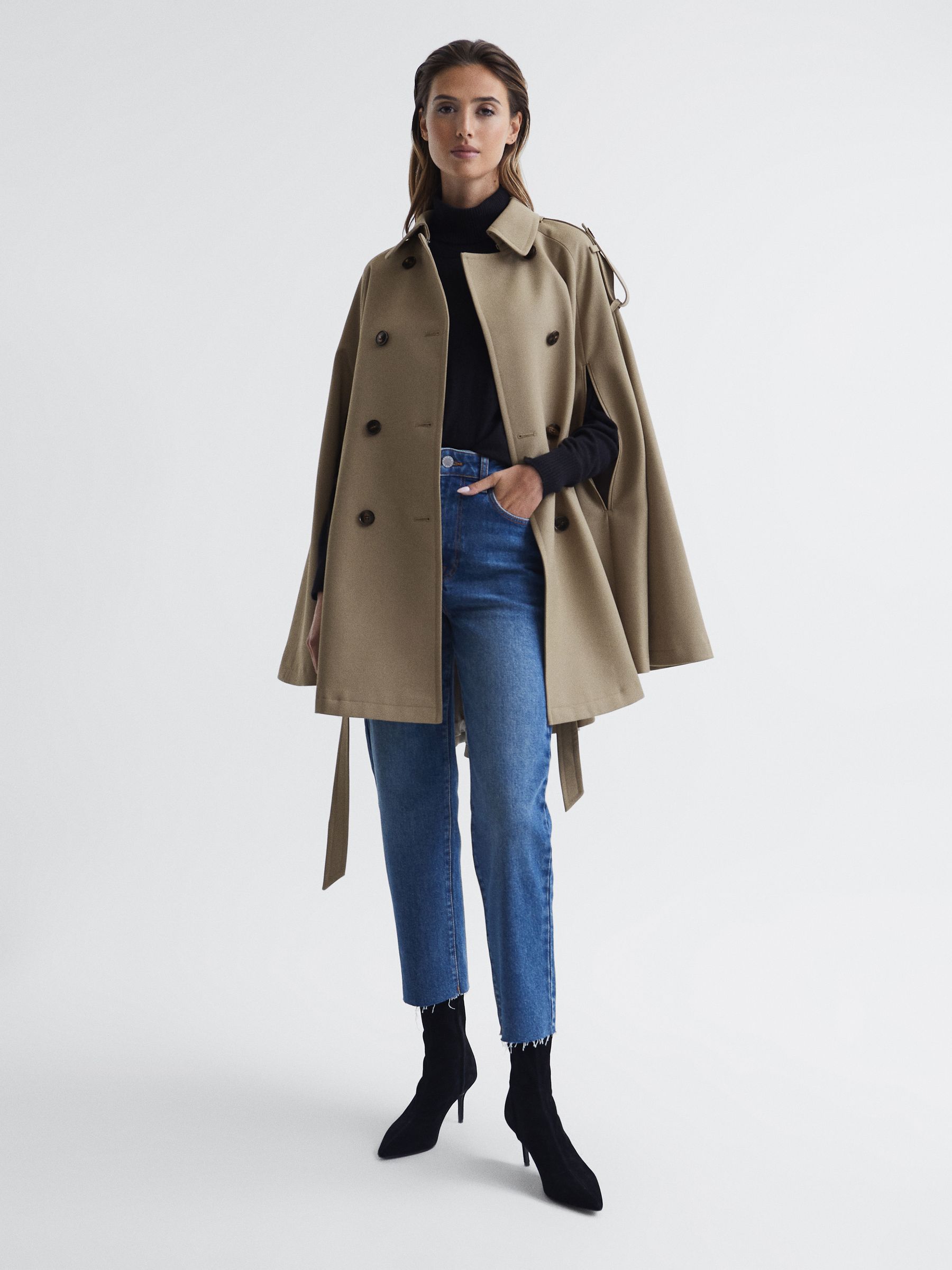 Trench Wool Blend Cape in Neutral - Image 6 of 6