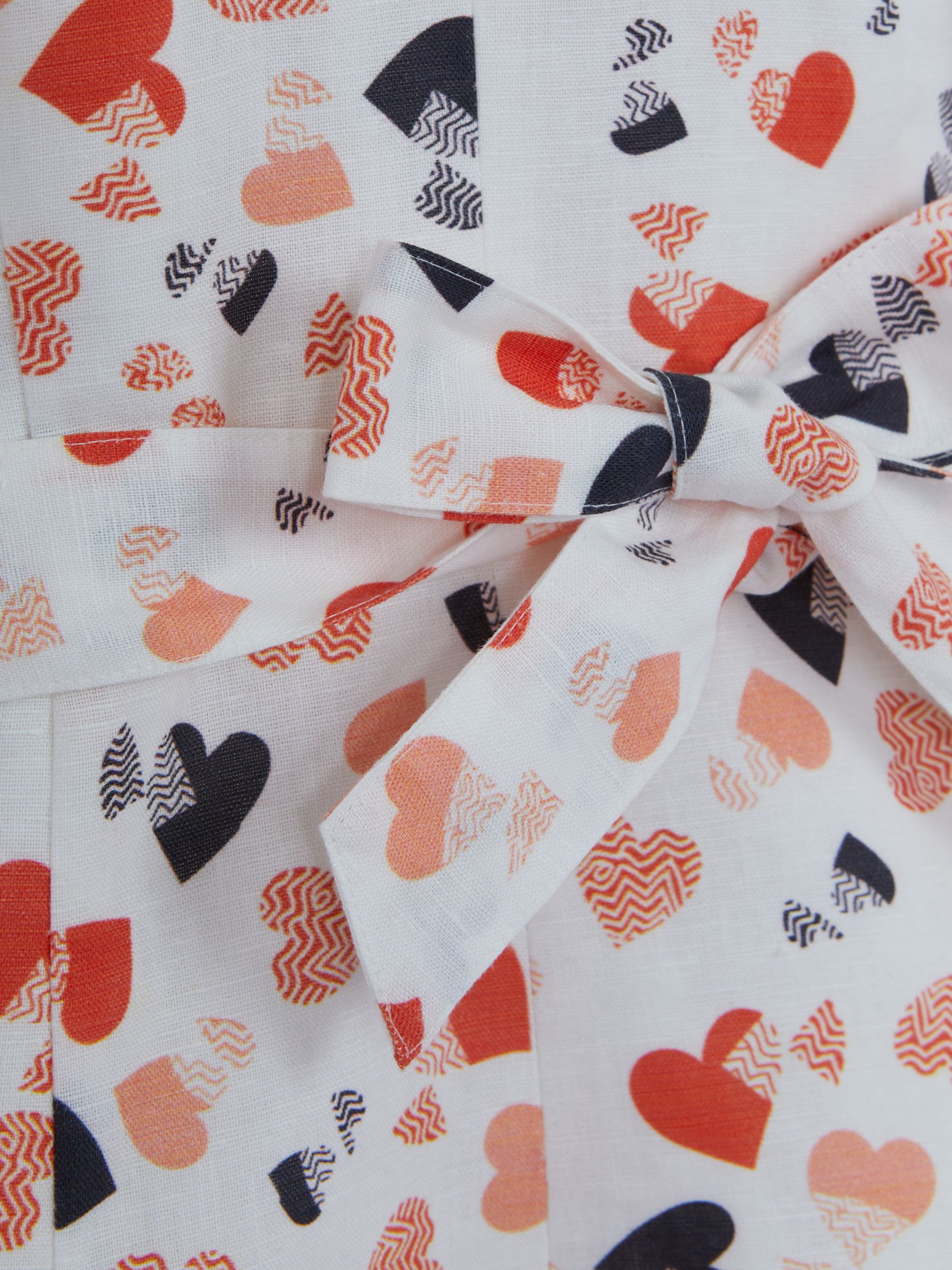 9-12 yrs Heart Print Linen Mini Dress in Ivory Print - Image 6 of 6