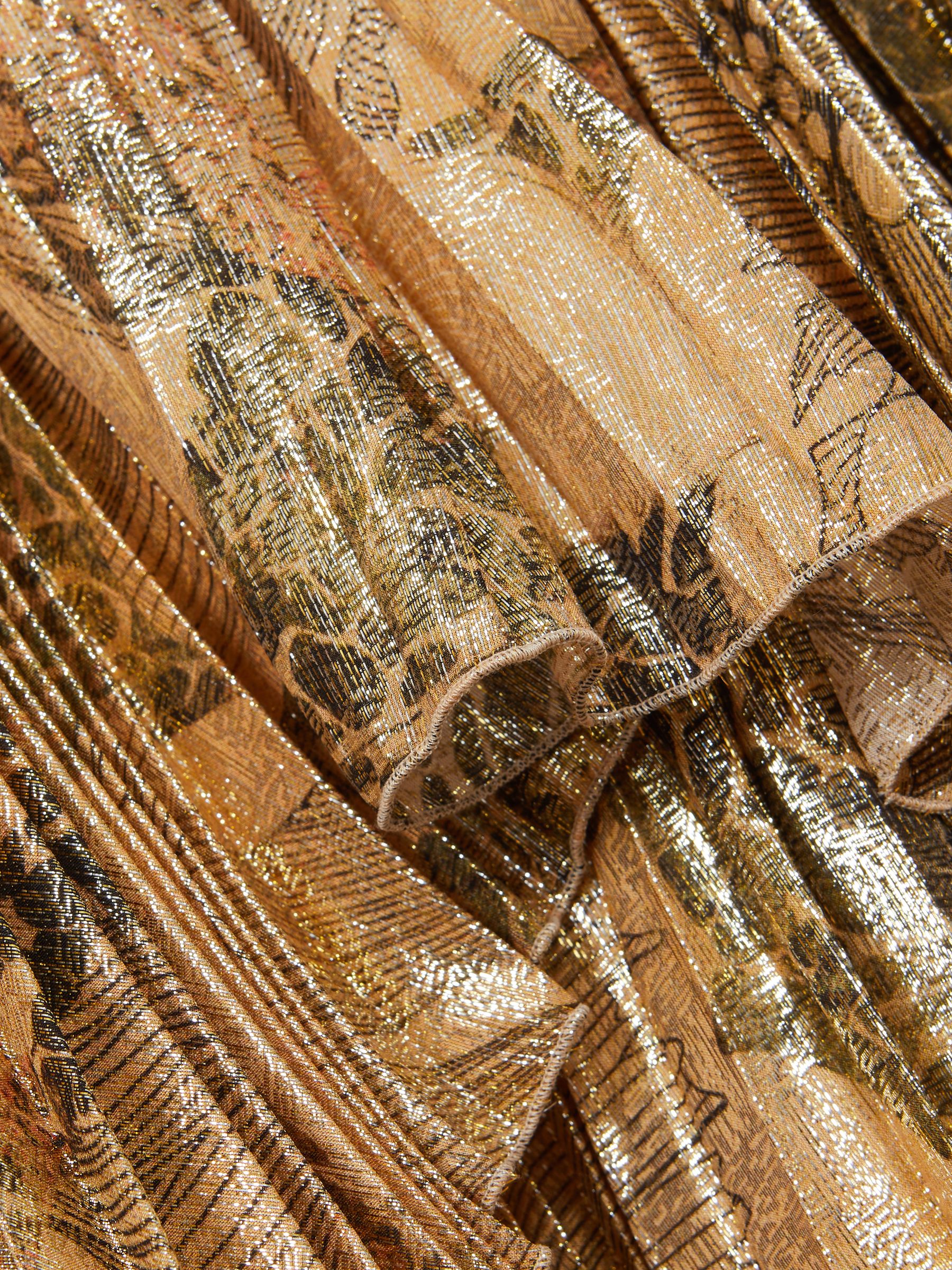 Metallic Pleated Tiered Dress in Gold - Image 6 of 6