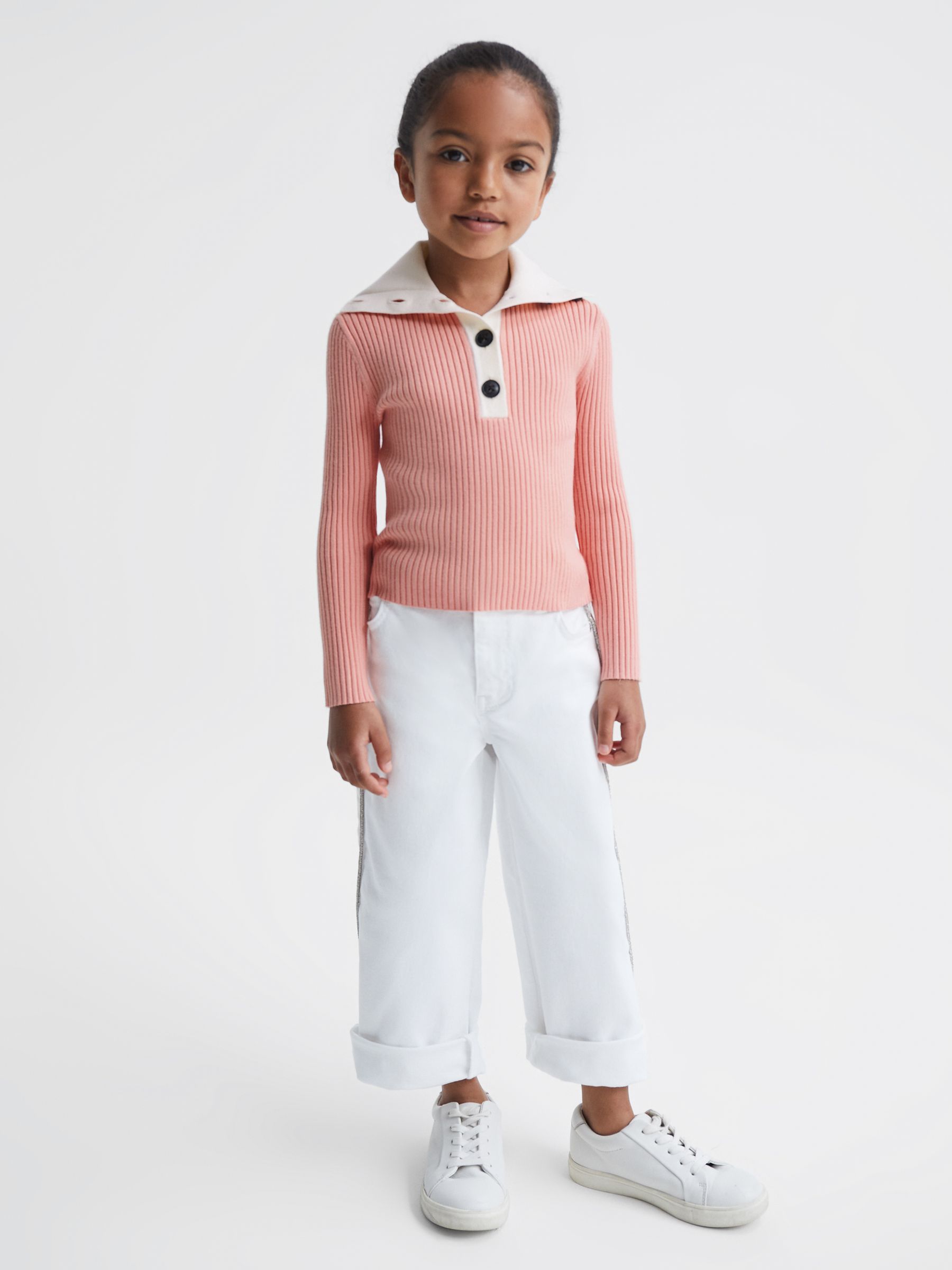 9-12 yrs Colourblock Knitted Top in Pink - Image 1 of 6