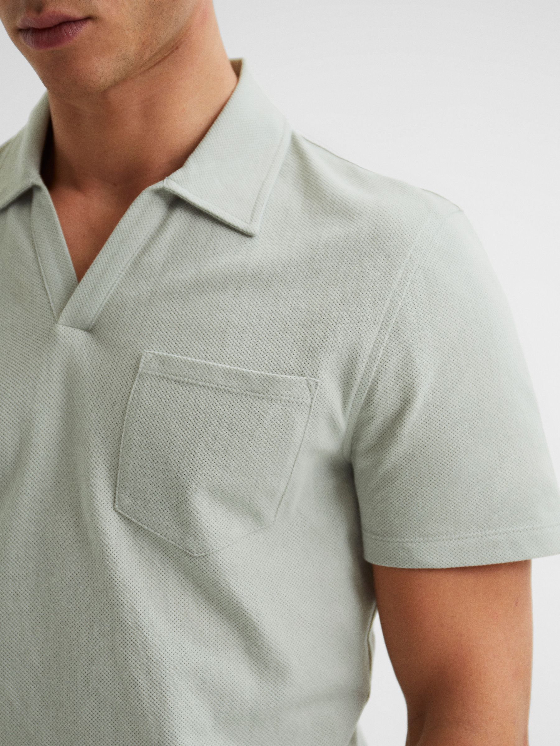 Airtech Open Collar Polo T-Shirt in Rosemary - Image 4 of 6