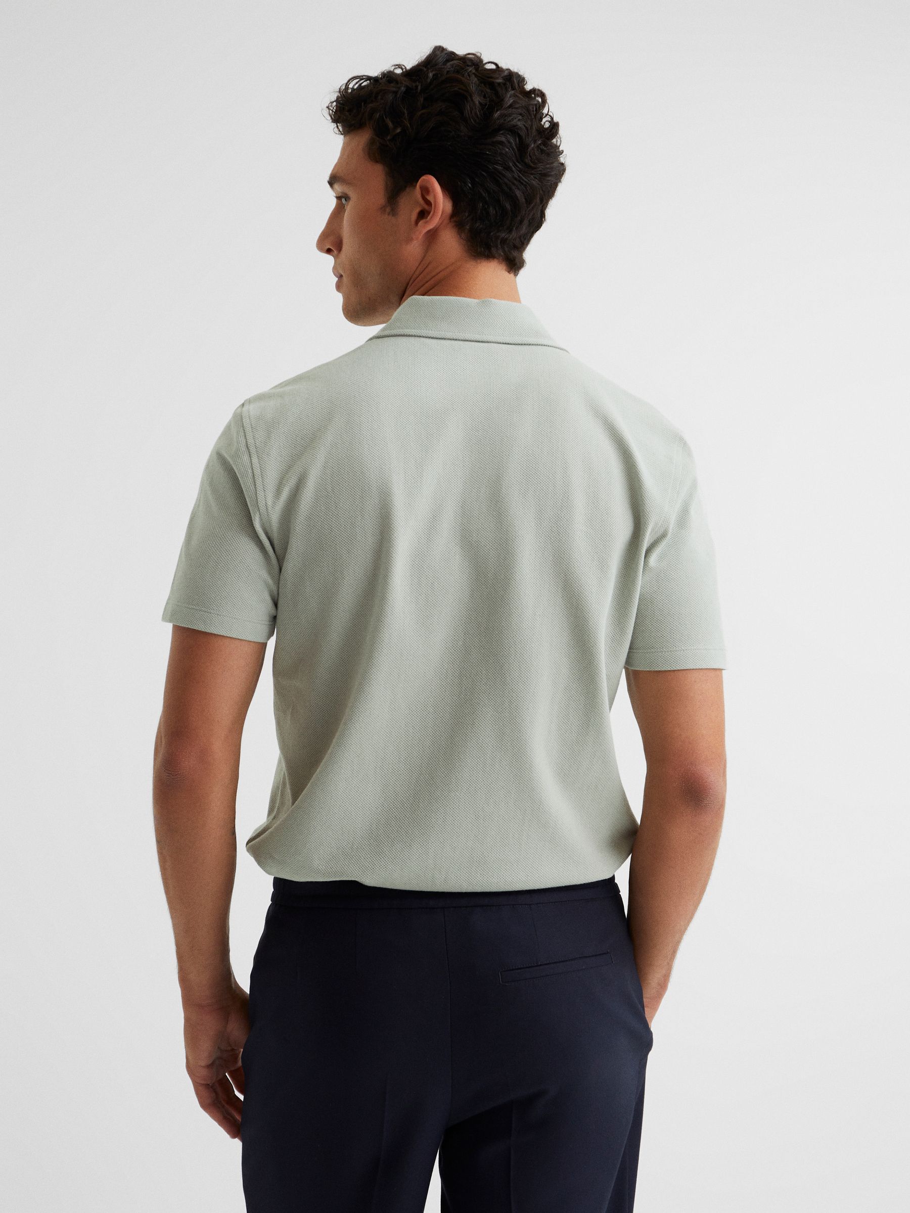 Airtech Open Collar Polo T-Shirt in Rosemary - Image 5 of 6