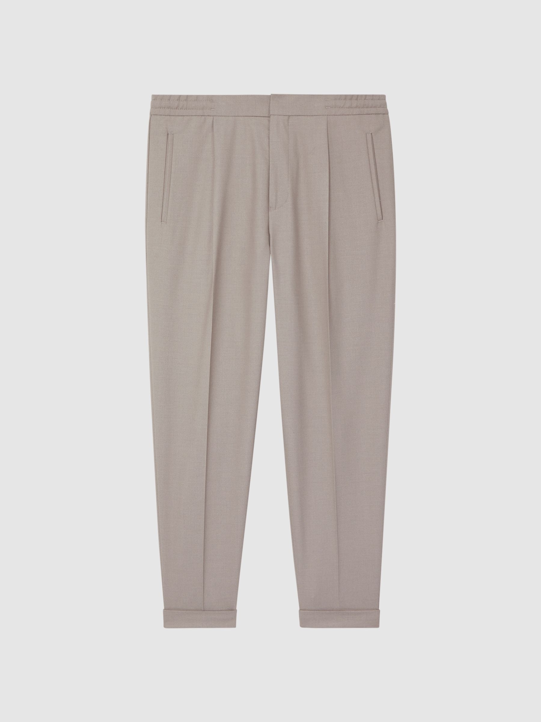 Relaxed Drawstring Trousers with Turn-Ups in Oatmeal Melange - Image 2 of 7 Relaxed Drawstring Trousers with Turn-Ups in Oatmeal Melange - Image 2 of 7