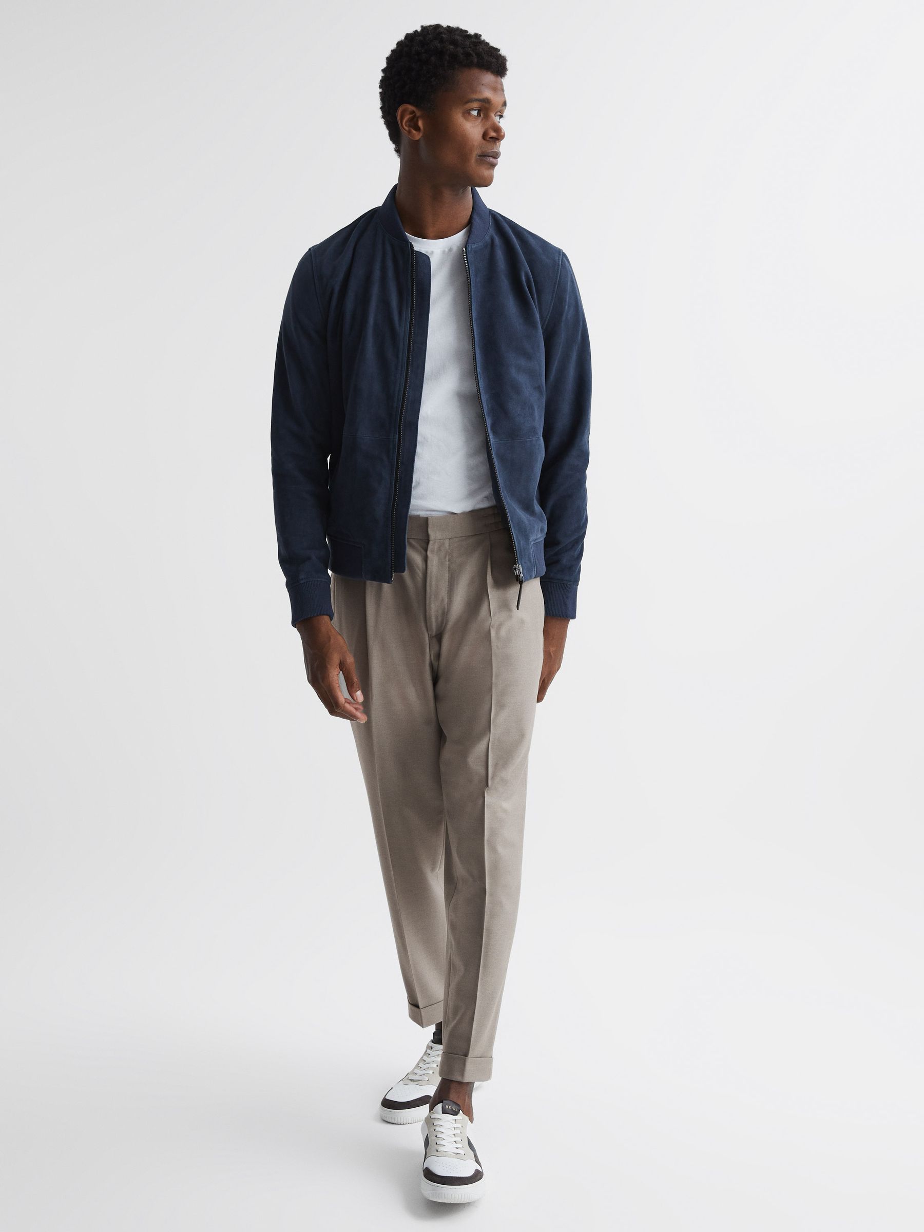 Relaxed Drawstring Trousers with Turn-Ups in Oatmeal Melange - Image 7 of 7
