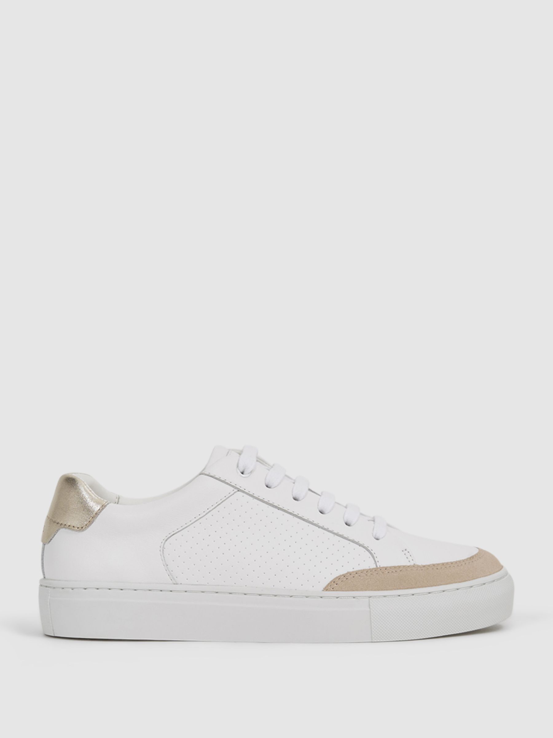 Ashley Gold Leather Suede Low Top Trainers - Image 1 of 6