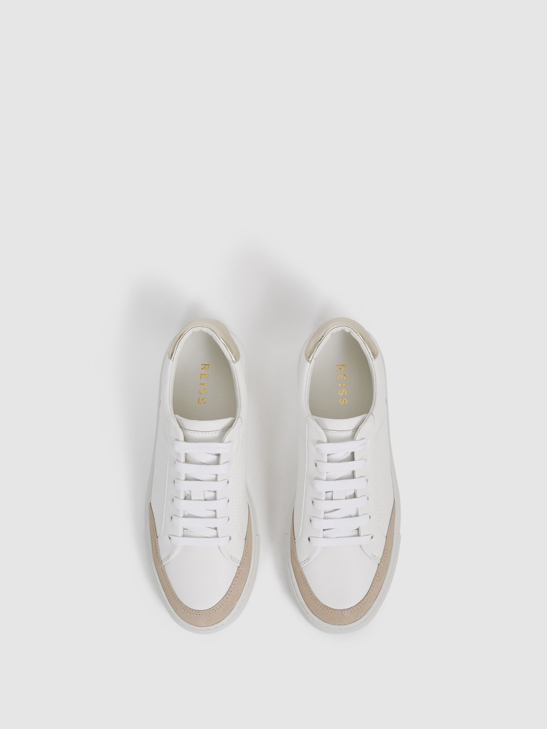 Ashley Gold Leather Suede Low Top Trainers - Image 5 of 6