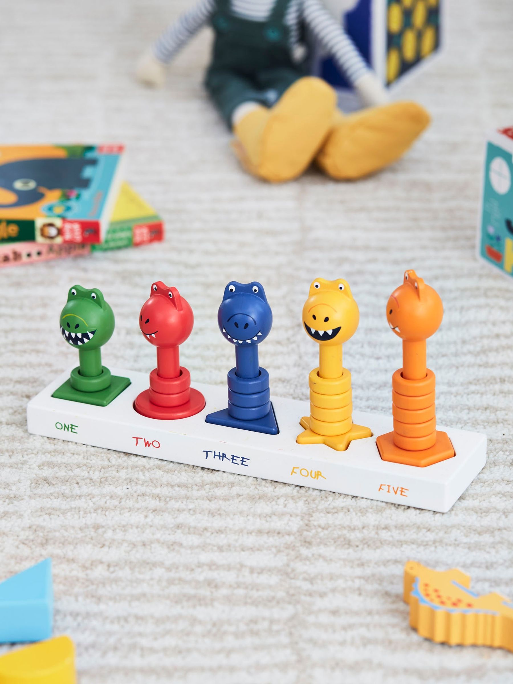 Dino Colour & Shape Sorting Game in White - Image 5 of 6