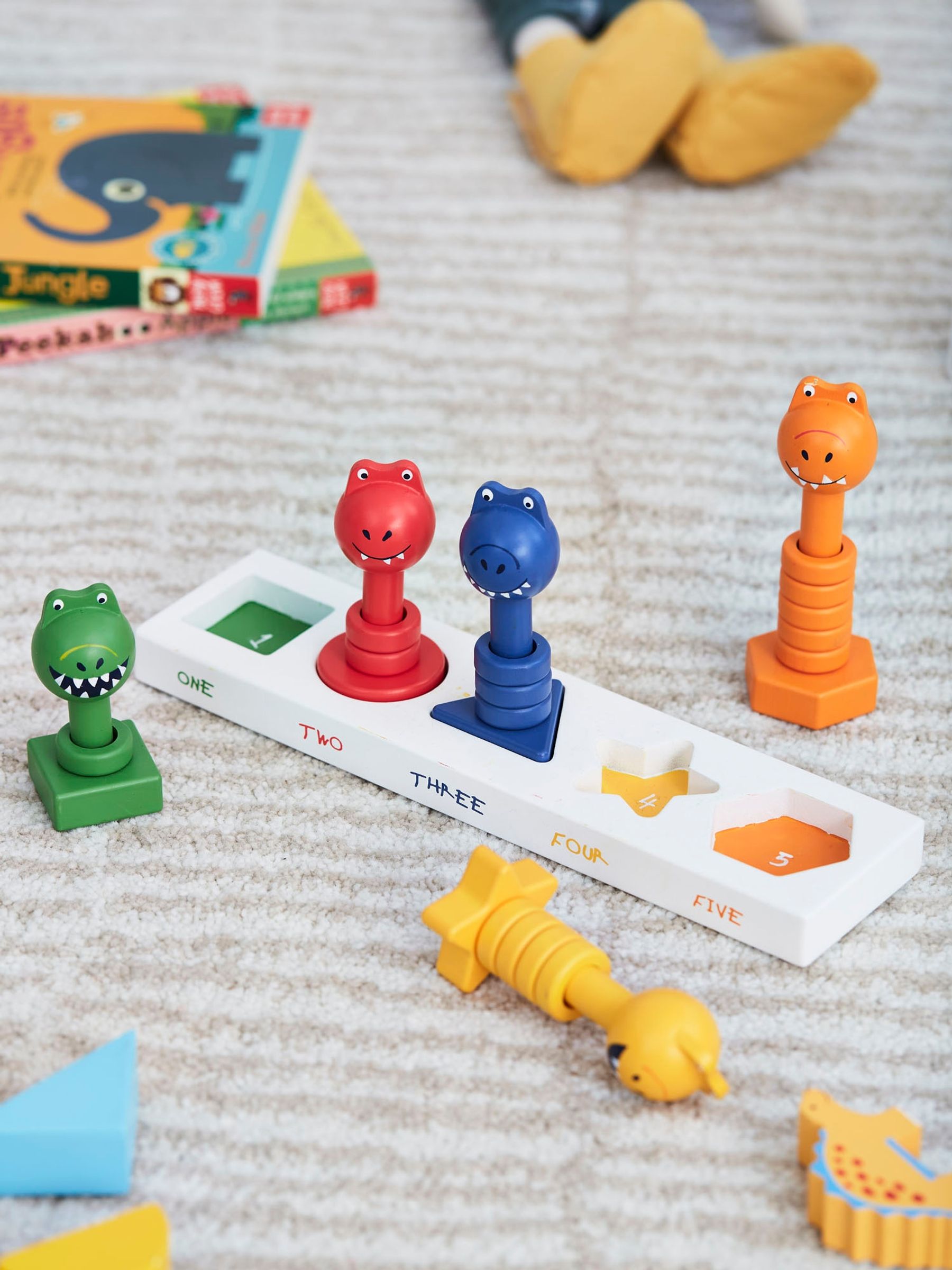 Dino Colour & Shape Sorting Game in White - Image 6 of 6