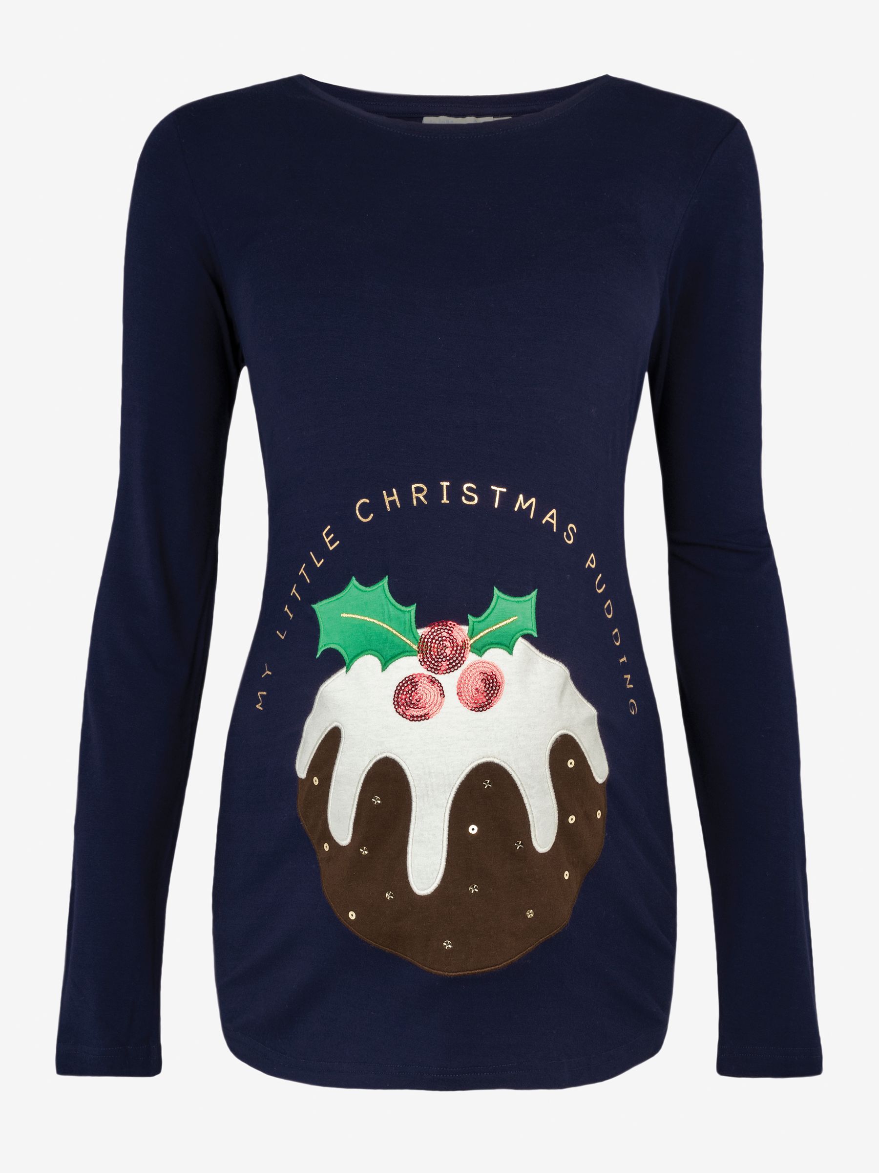 Navy Blue Christmas Pudding Maternity Top - Image 4 of 4