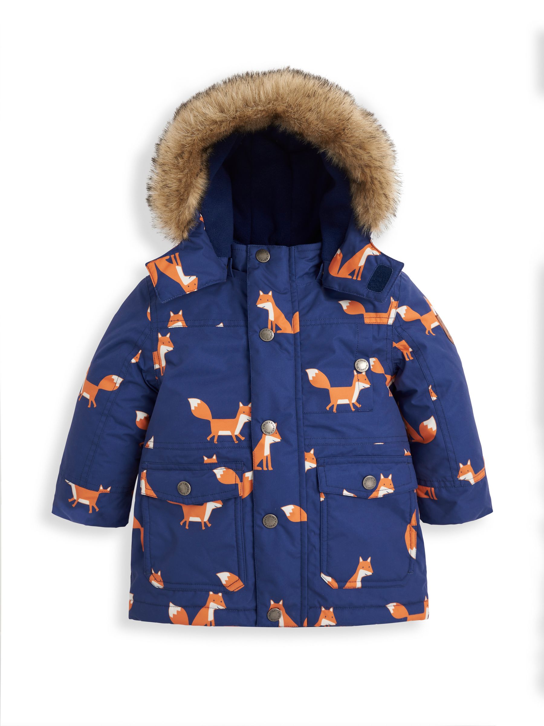 Navy Blue Fox Printed Parka - Image 1 of 6