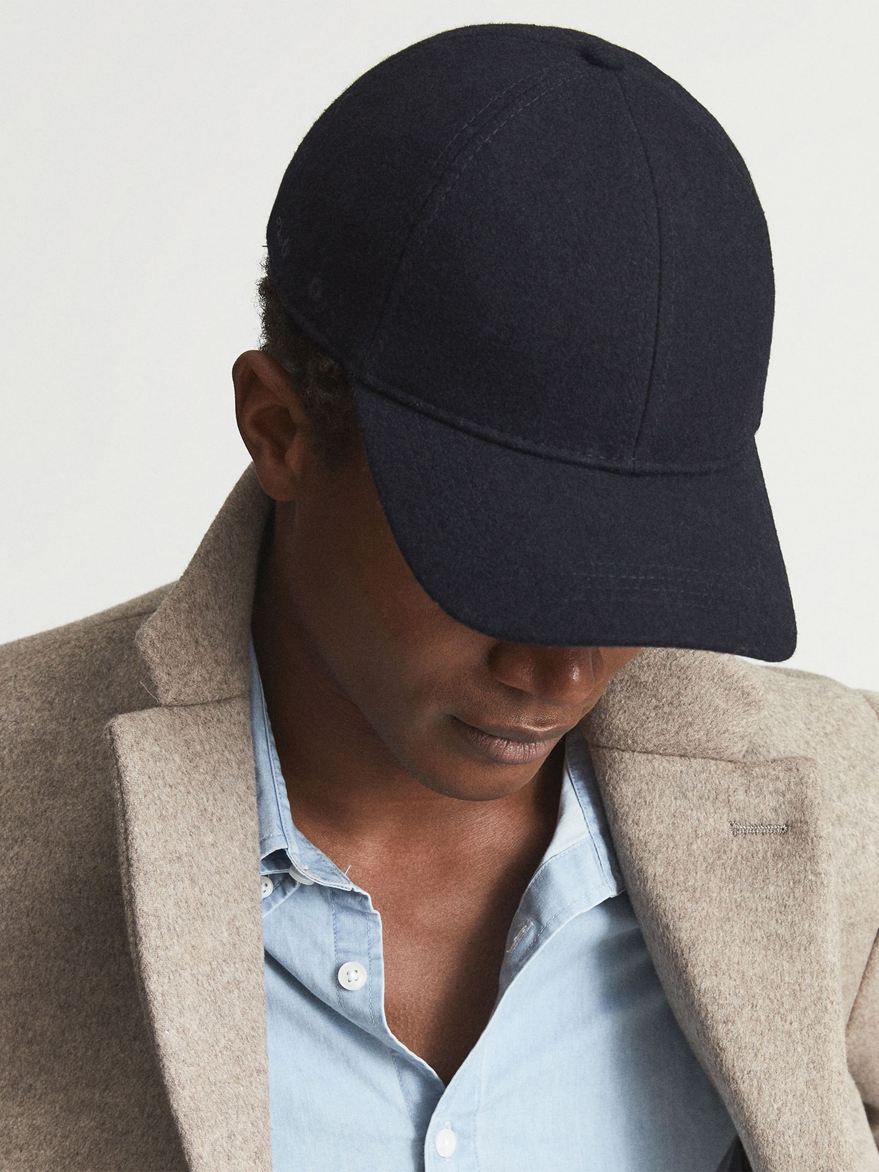 Wool Blend Baseball Cap in Navy - Image 2 of 5
