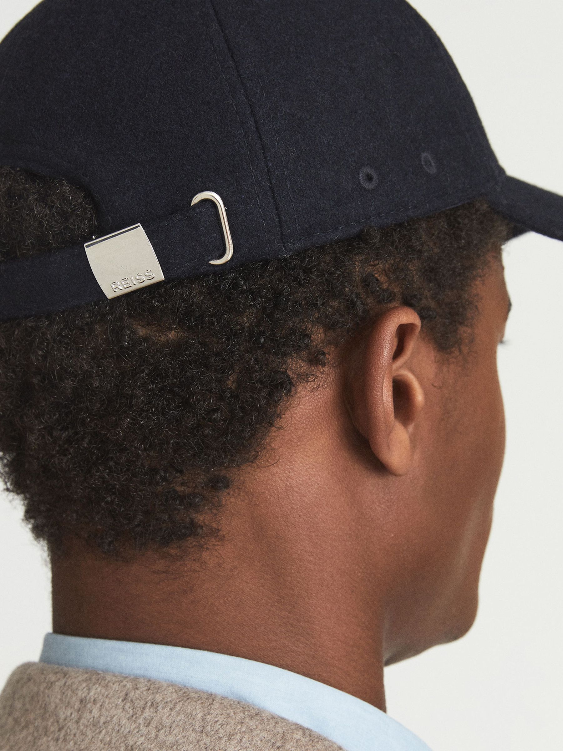 Wool Blend Baseball Cap in Navy - Image 3 of 5