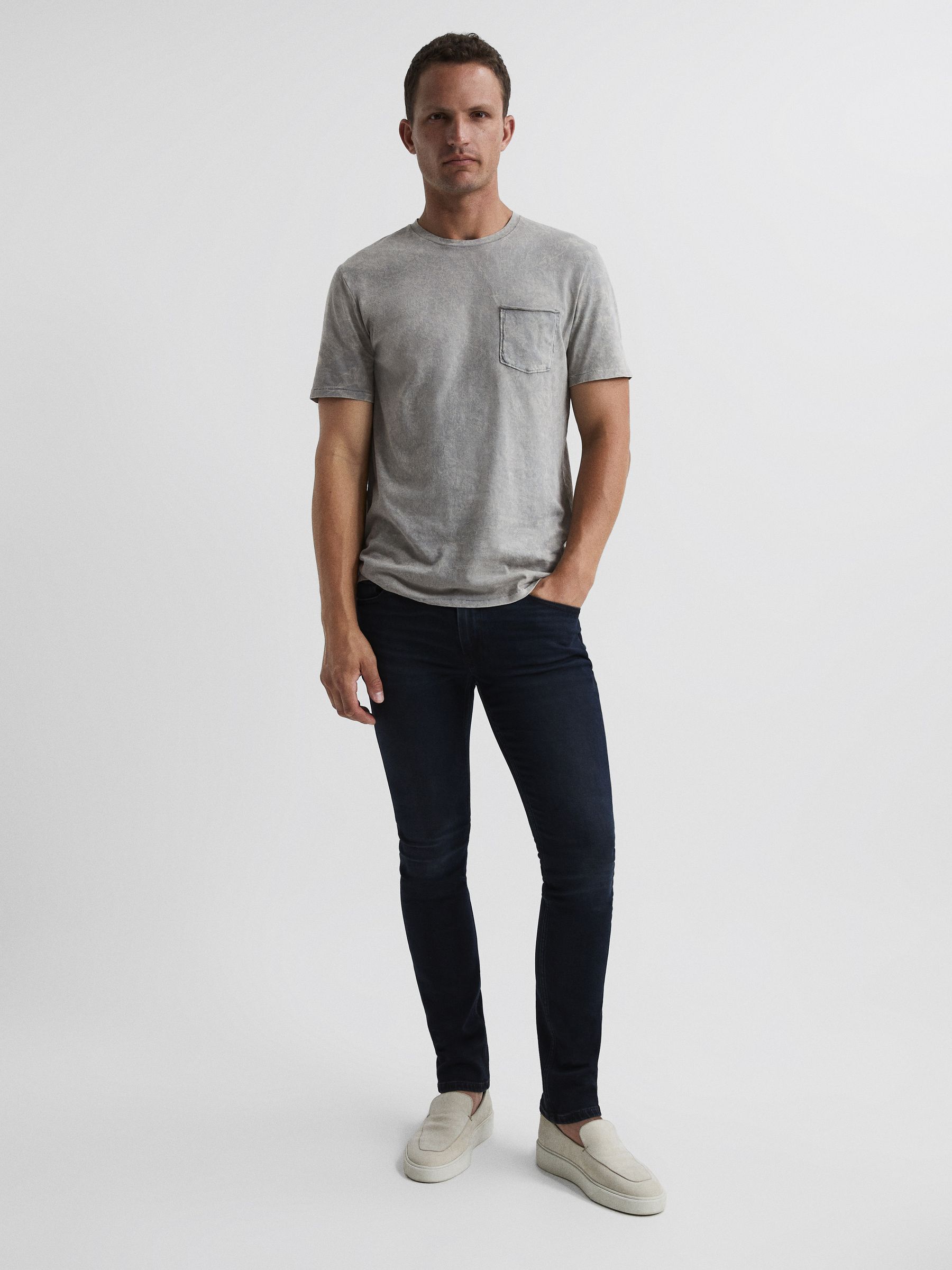 PAIGE Patch Pocket Acid Wash T-Shirt in Vintage Coastal Cloud - Image 3 of 6