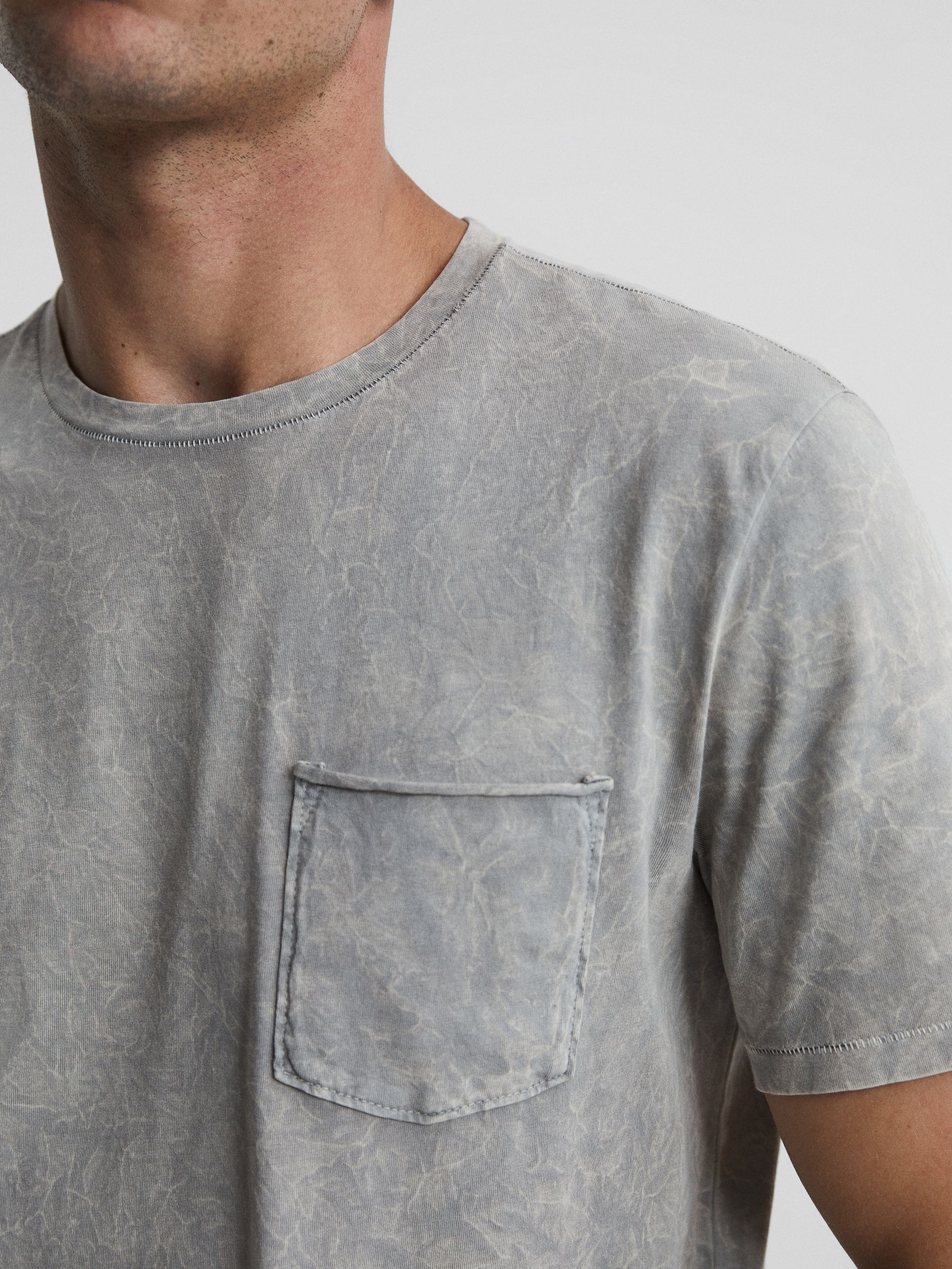 PAIGE Patch Pocket Acid Wash T-Shirt in Vintage Coastal Cloud - Image 4 of 6