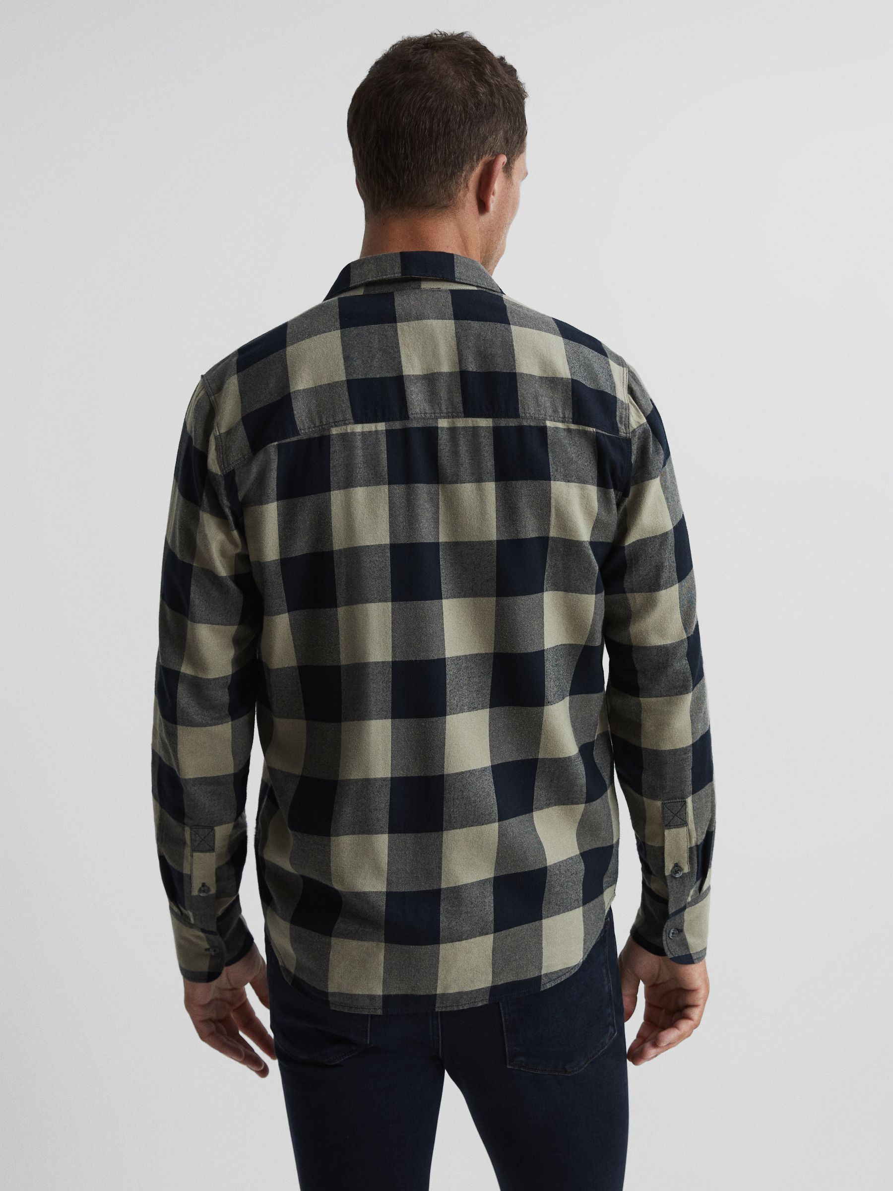 PAIGE Twin Pocket Checked Overshirt in Silver Ink - Image 5 of 6