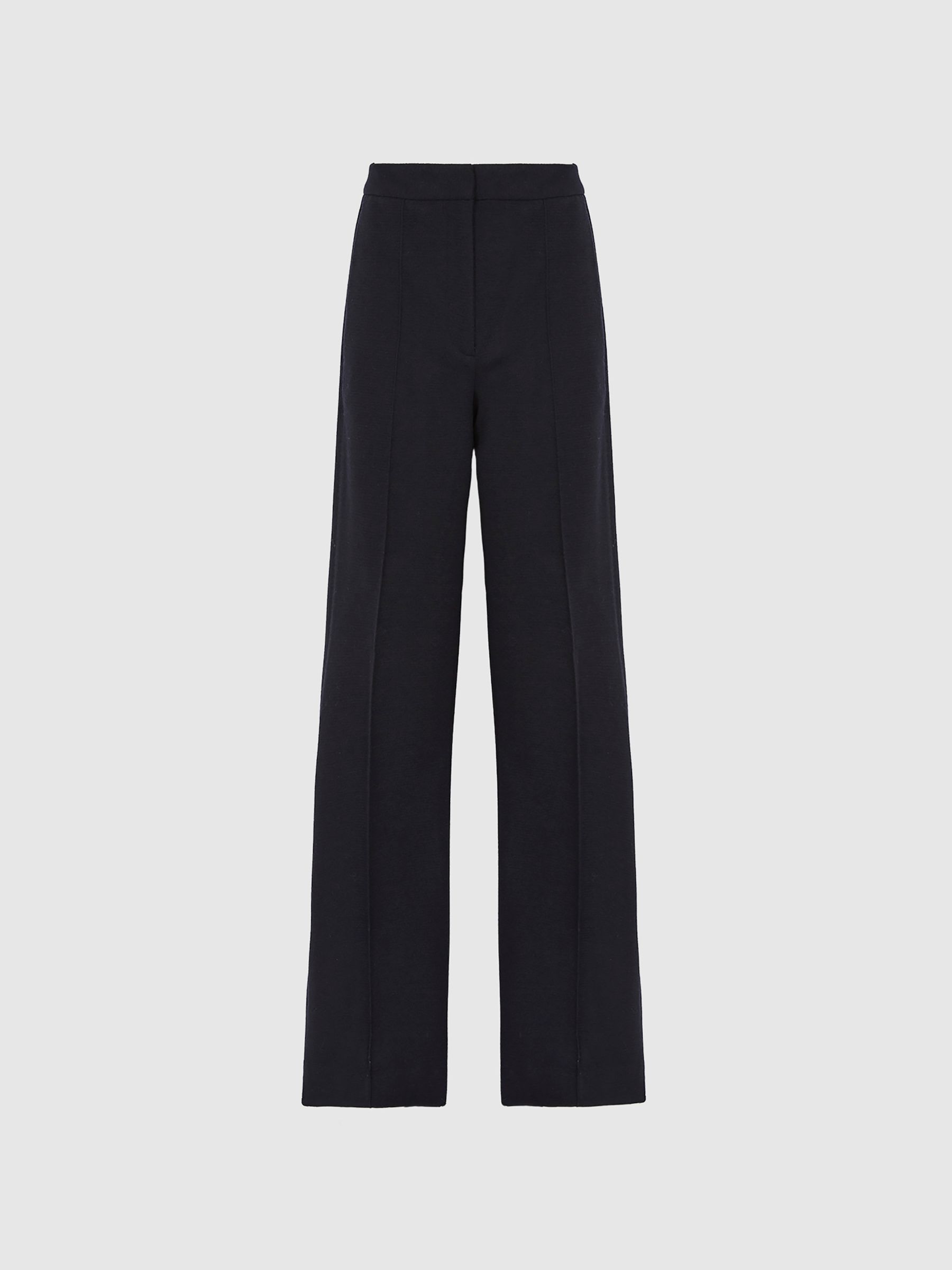 Wool Blend Wide Leg Trousers in Navy - Image 2 of 6