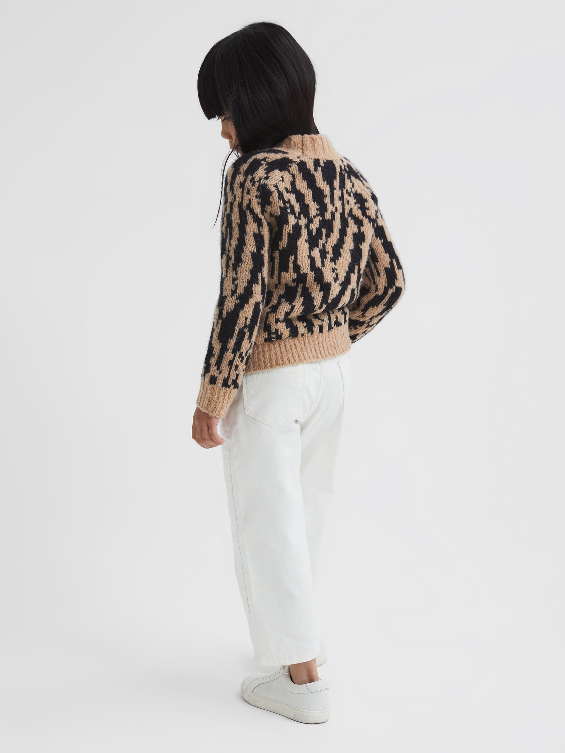 Senior Animal Print Wool Blend Jumper in Camel - 圖片 4/6