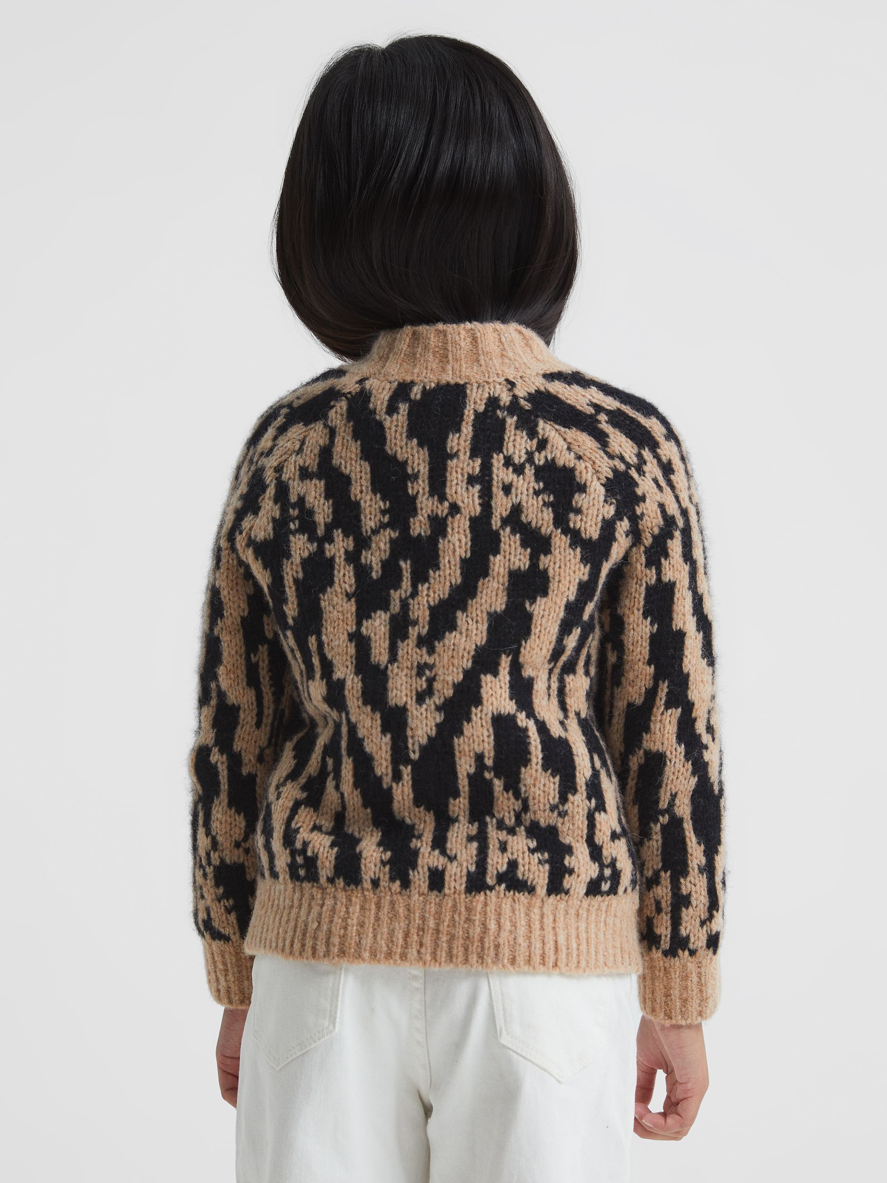Senior Animal Print Wool Blend Jumper in Camel - 圖片 5/6