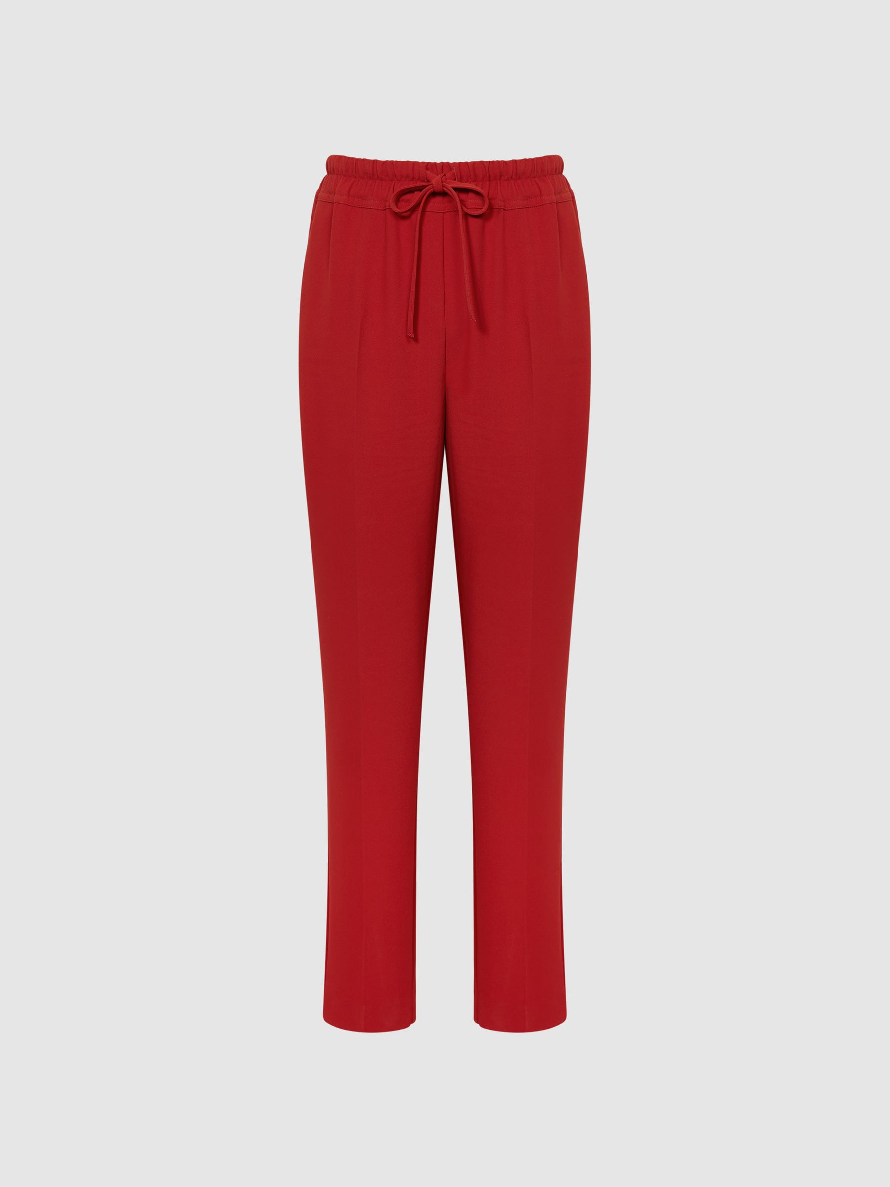 Tapered Pull On Trousers in Red - Image 2 of 7 Tapered Pull On Trousers in Red - Image 2 of 7