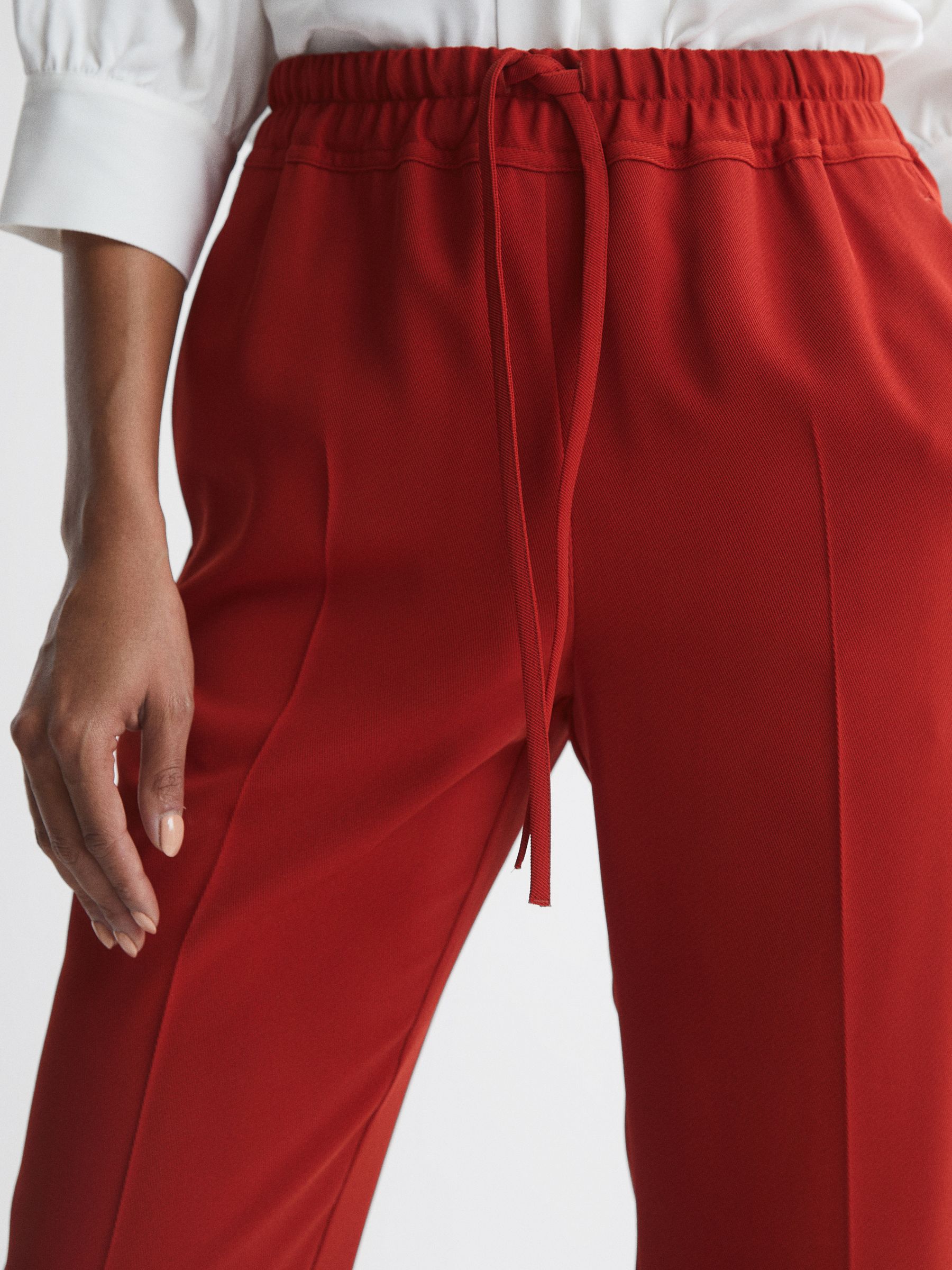 Tapered Pull On Trousers in Red - Image 4 of 7
