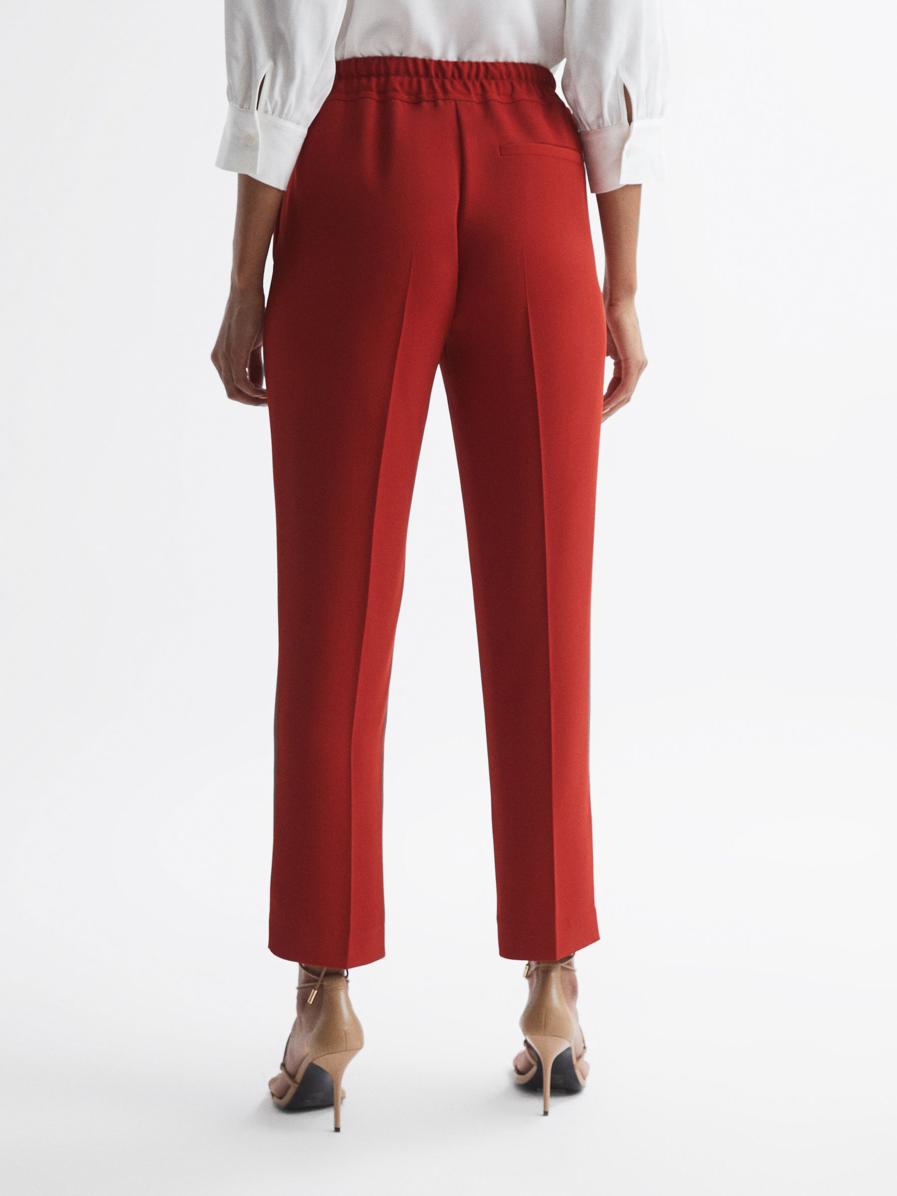 Tapered Pull On Trousers in Red - Image 5 of 7