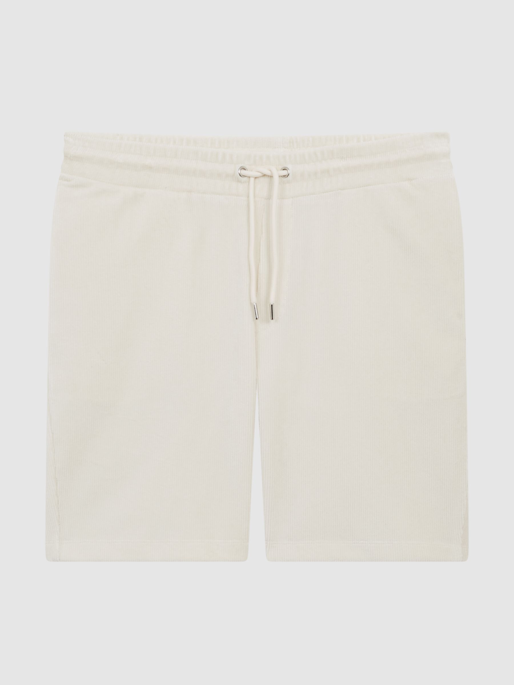 Jersey Cord Drawstring Waist Shorts in Off-White - Image 2 of 5