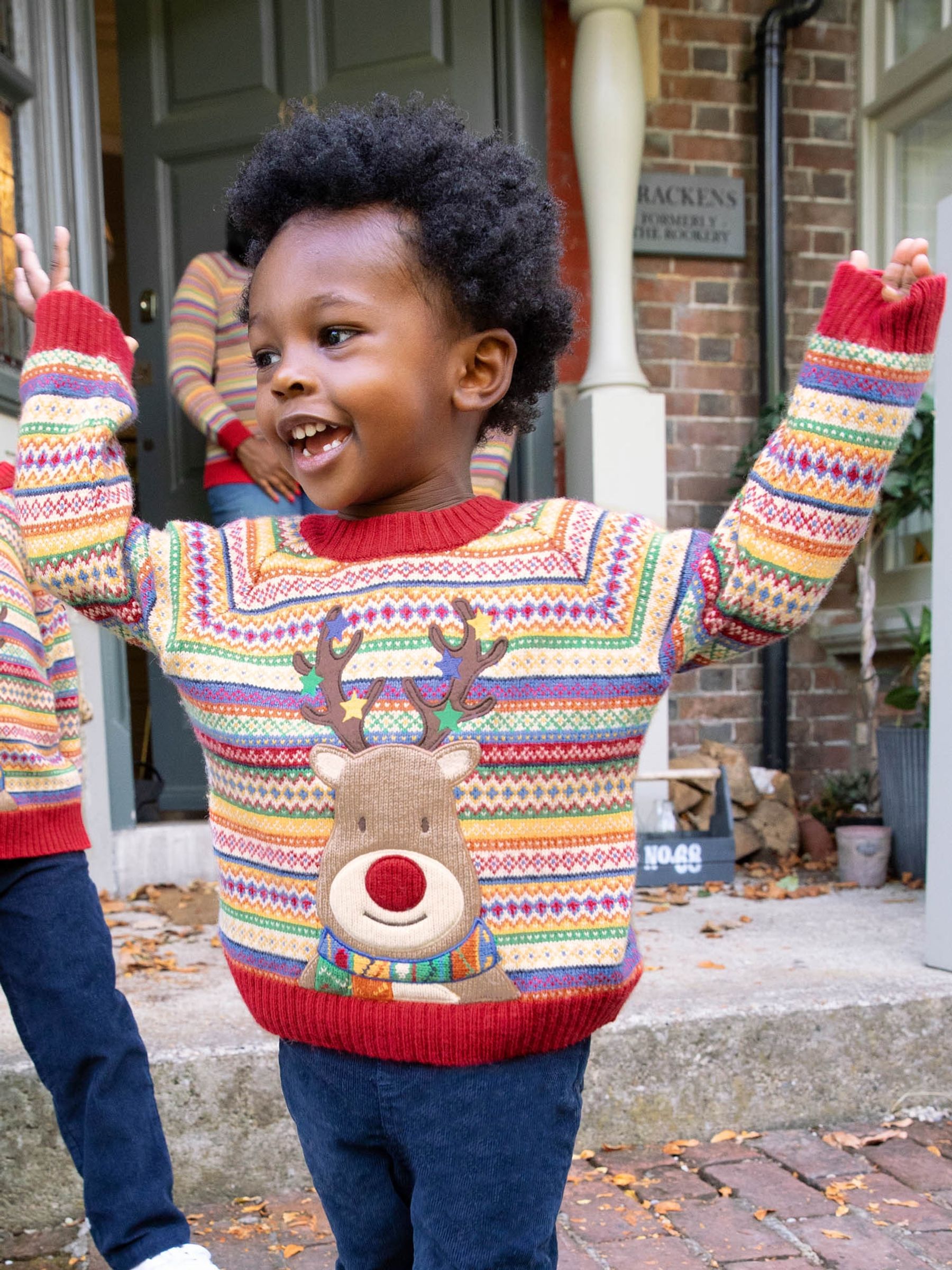 Multi Reindeer Appliqué Fairisle Pattern Jumper - Image 1 of 4