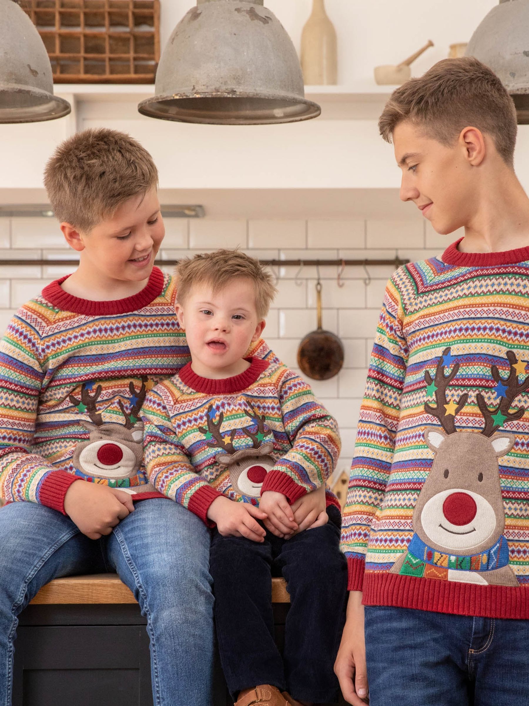 Multi Reindeer Appliqué Fairisle Pattern Jumper - Image 3 of 4