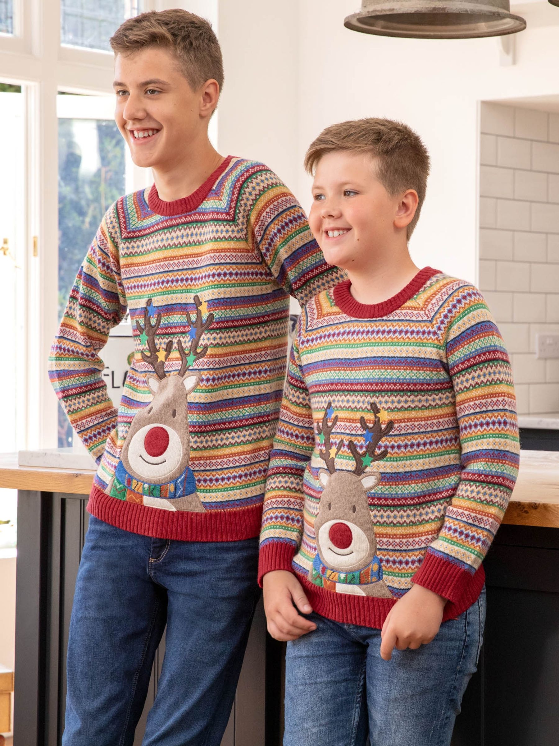 Multi Reindeer Appliqué Fairisle Pattern Jumper - Image 4 of 4