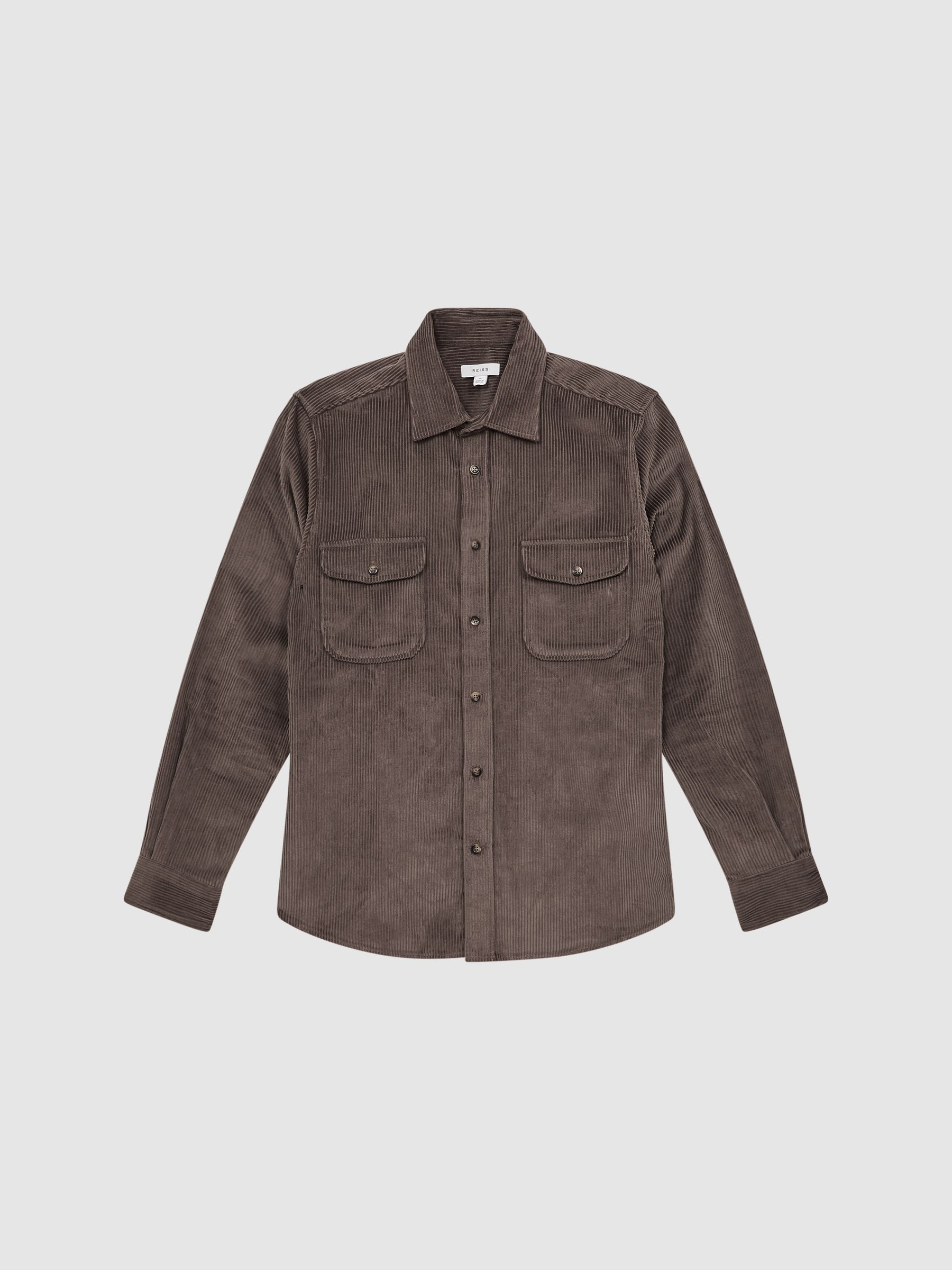 Corduroy Twin Pocket Overshirt in Mocha - Image 2 of 7 Corduroy Twin Pocket Overshirt in Mocha - Image 2 of 7
