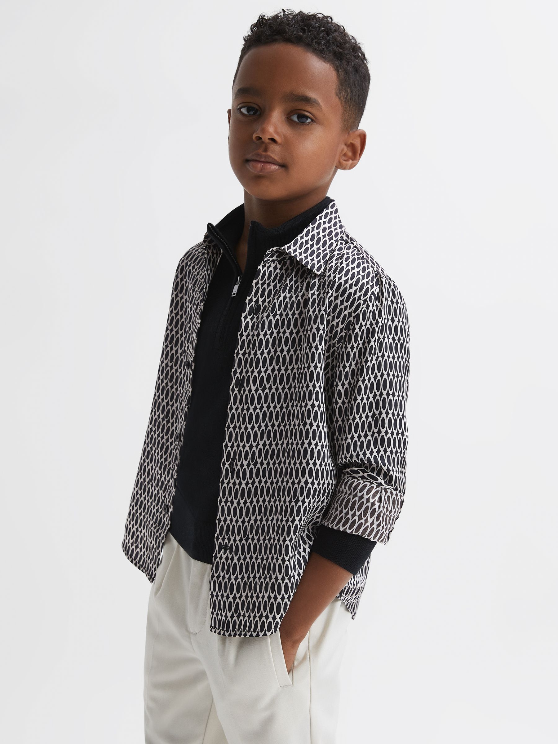 Monogram Button-Through Shirt in Black - Image 1 of 6
