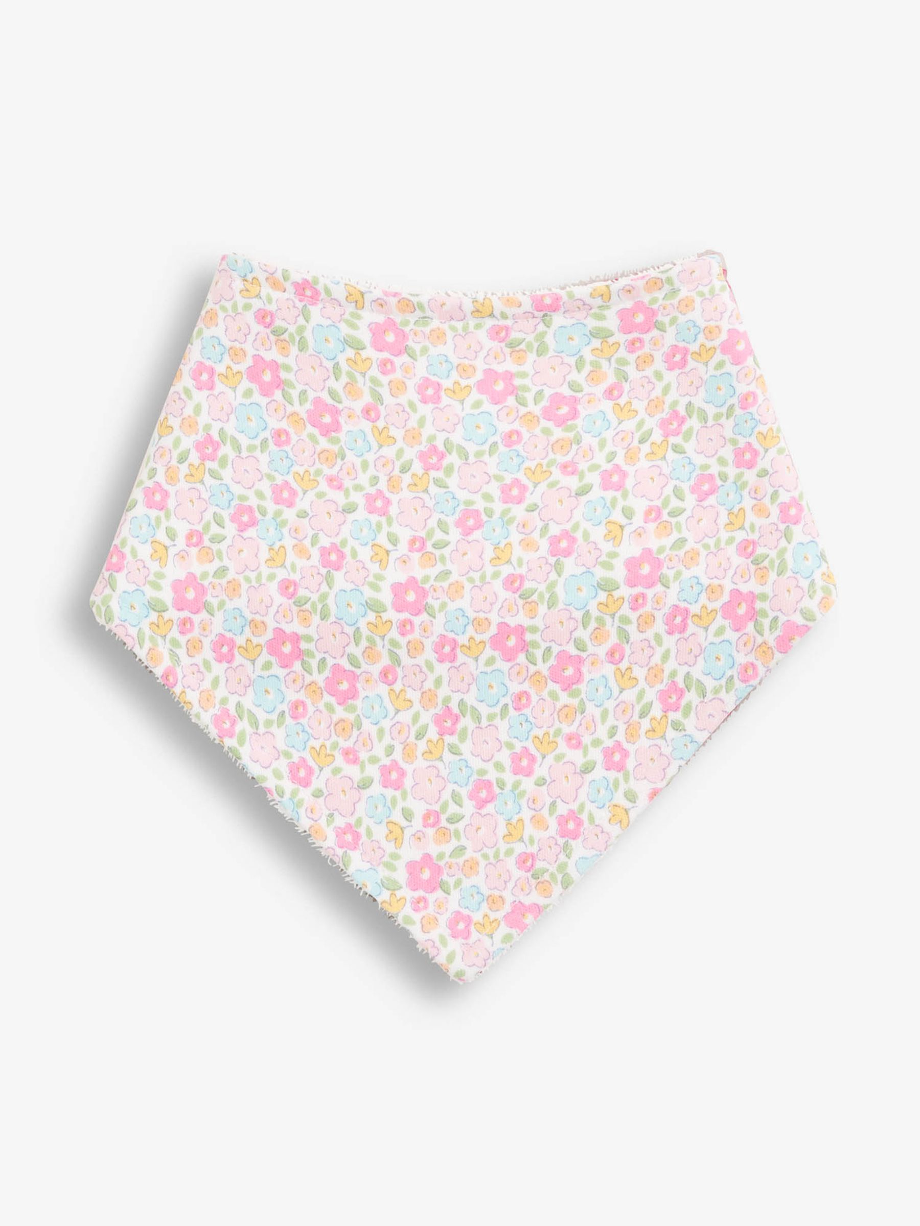 Pink Floral 3-Pack Cotton Baby Dribble Bibs - Image 3 of 4